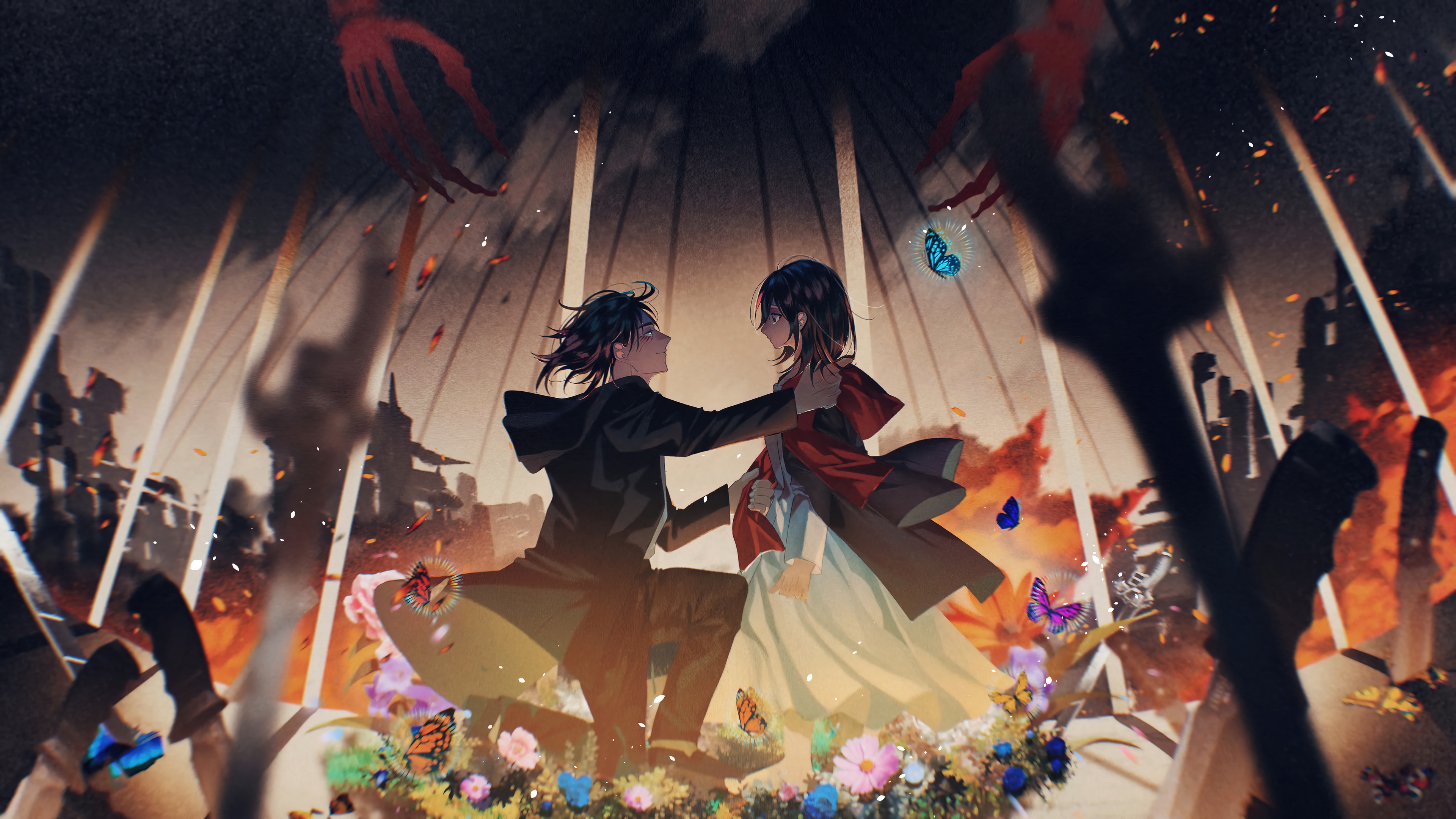 Download Mikasa Ackerman Eren Yeager Anime Attack On Titan Eren & Mikasa 4k Ultra HD Wallpaper by のりリ