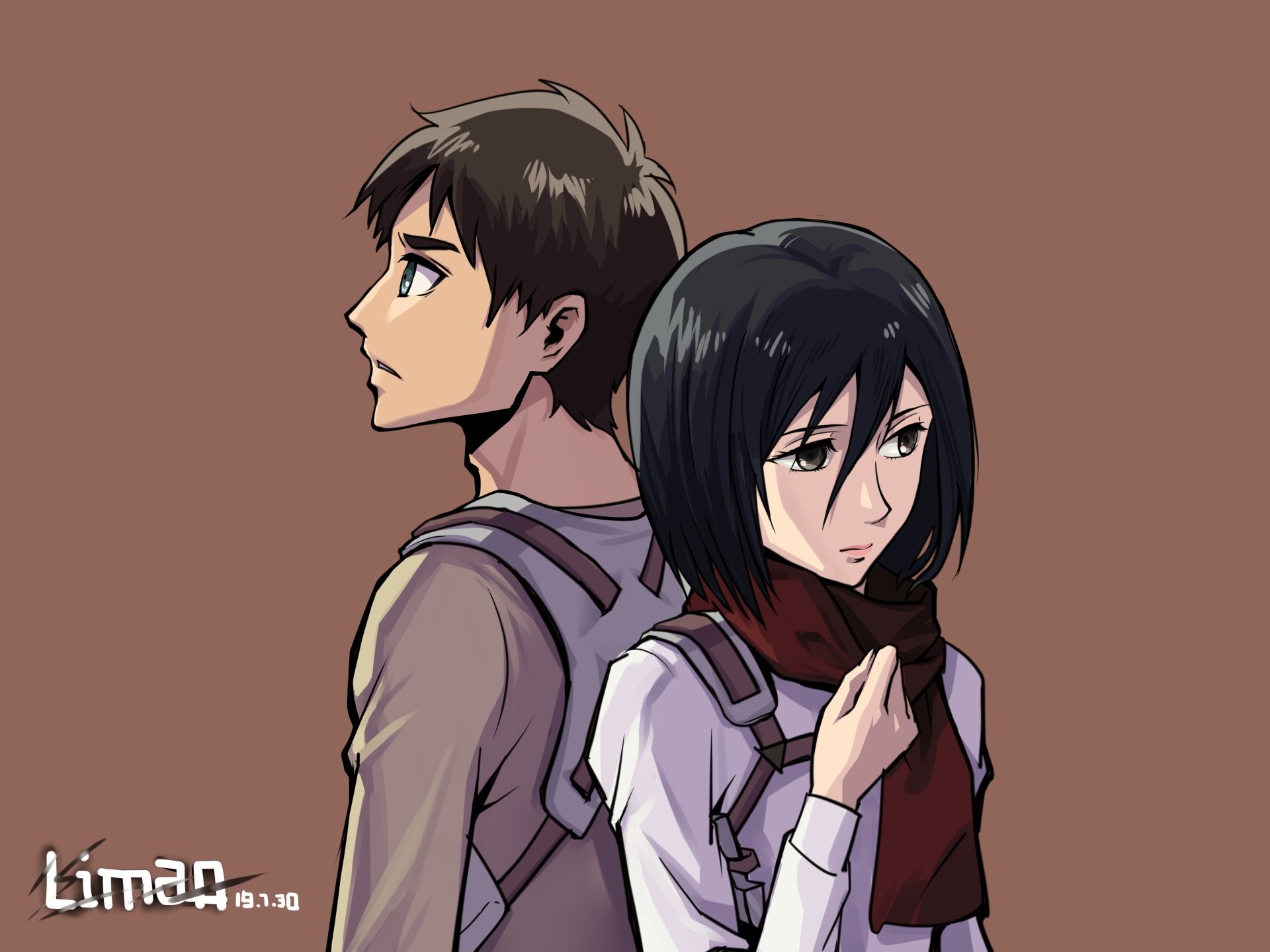 Eren & Mikasa 4K Ultra HD on Titan Anime Wallpaper by 不吃草的狸猫