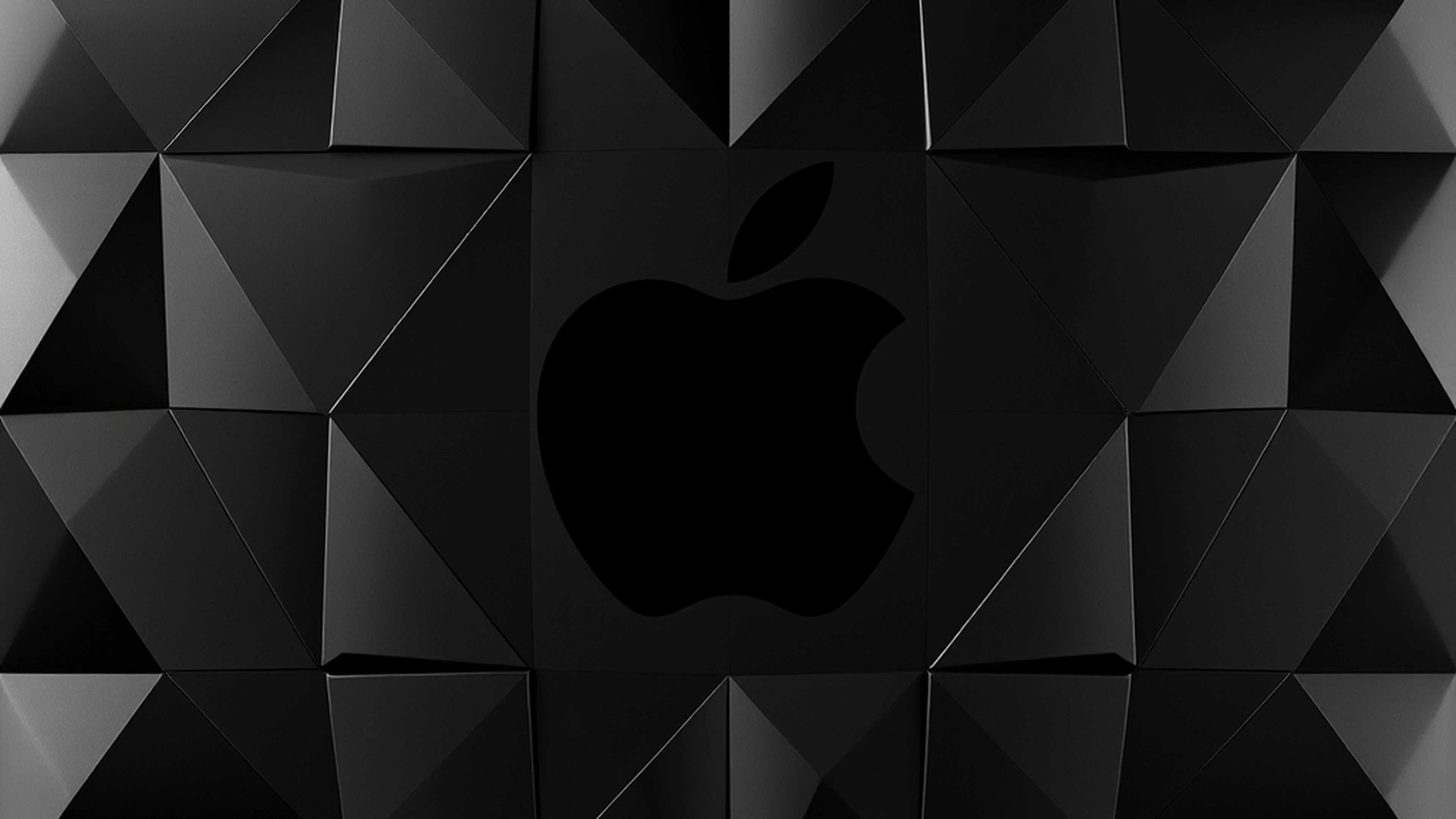 Minimalist Metallic Black With Sharp Geometric Cuts, Reflective Graphite Textures, Sleek Apple Style Design, Clean And Futuristic