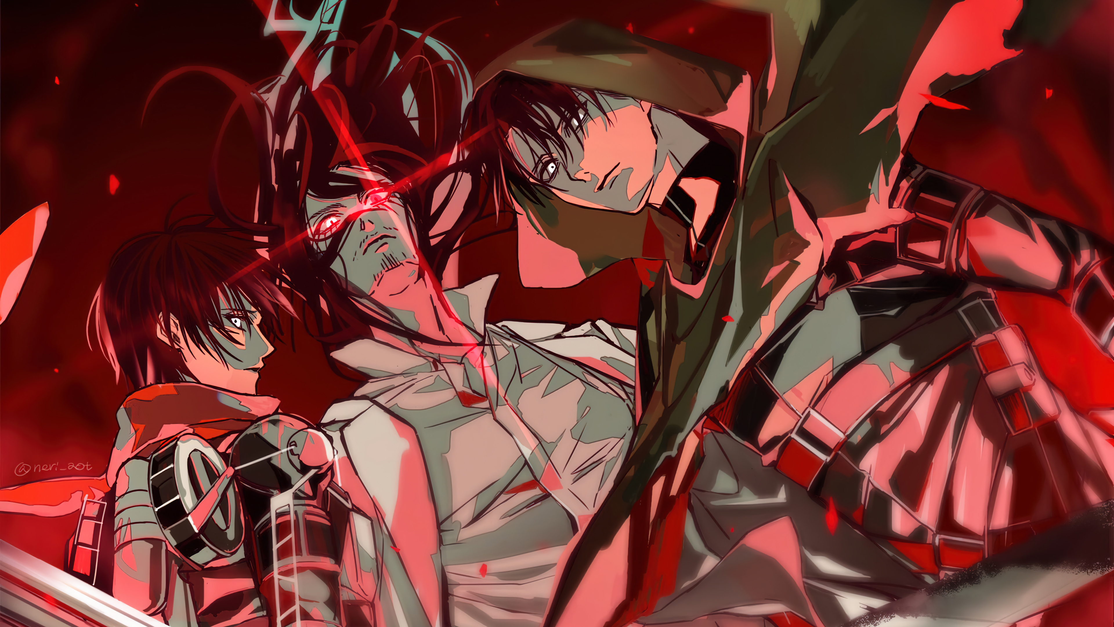 Attack on Titan Levi Eren Mikasa Wallpaper 4K HD PC f