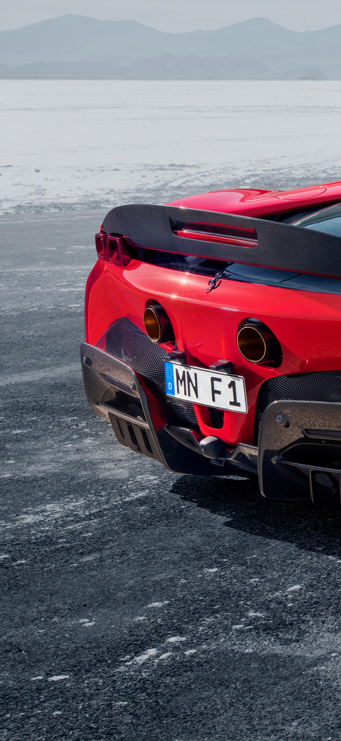 Red ferrari sf90 stradale rear view · 1125x2436 iPhone XS free photo from skywolfx and wallpaper