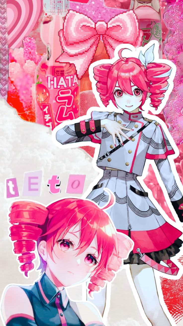 vocaloid #teto #tetokasane #kawaii #pink #red #wallpaper