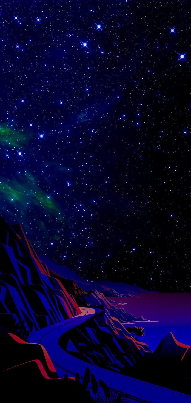 Wallpaper for iOS 17. Free Download. Beautiful Night Road