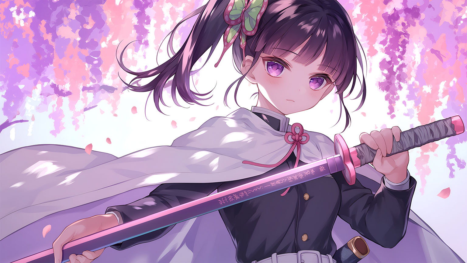Kanao Tsuyuri Demon Slayer Pink Sword Desktop Wallpaper