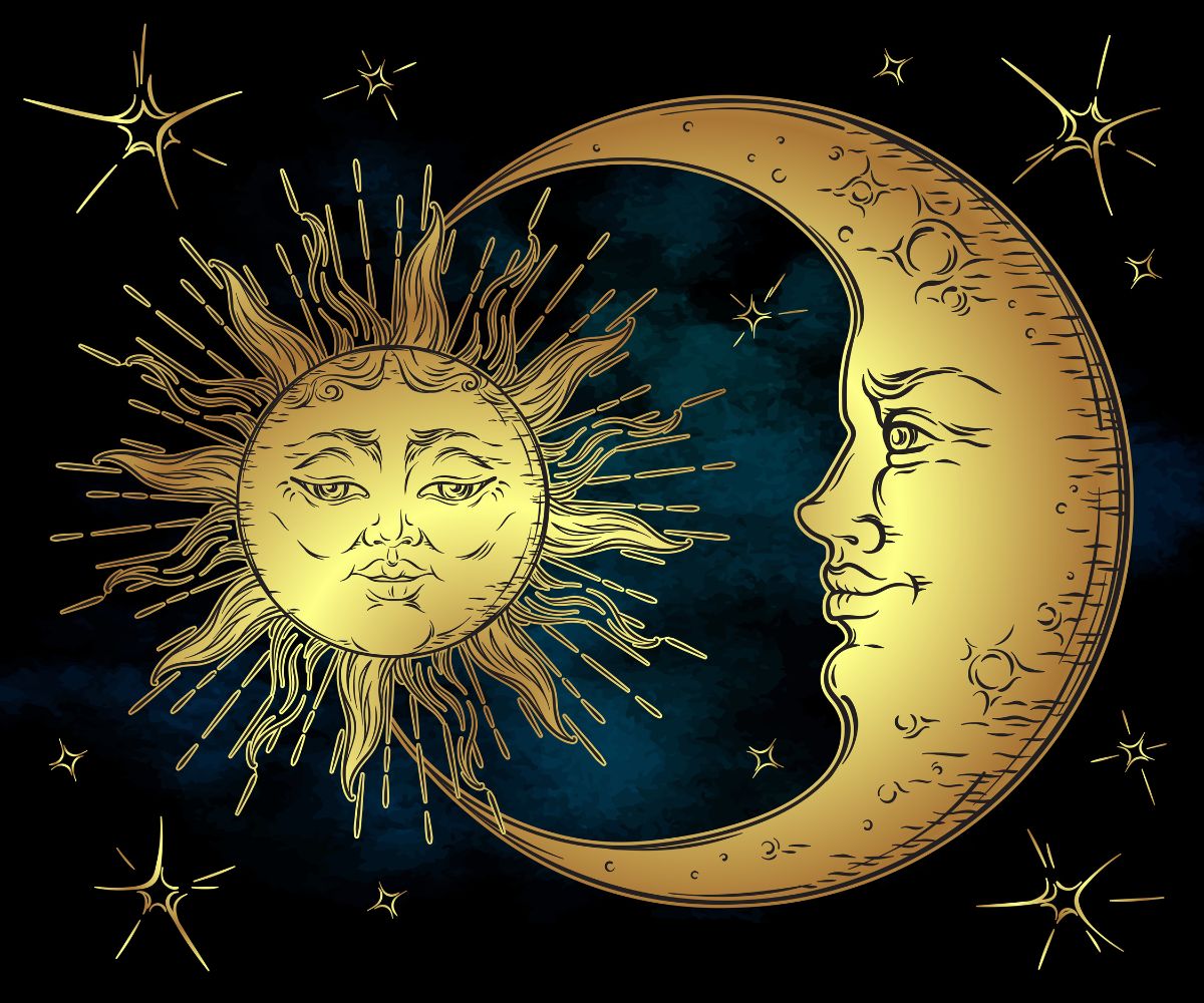 Antique Style Golden Sun and Moon Wallpaper Mural for Wall®