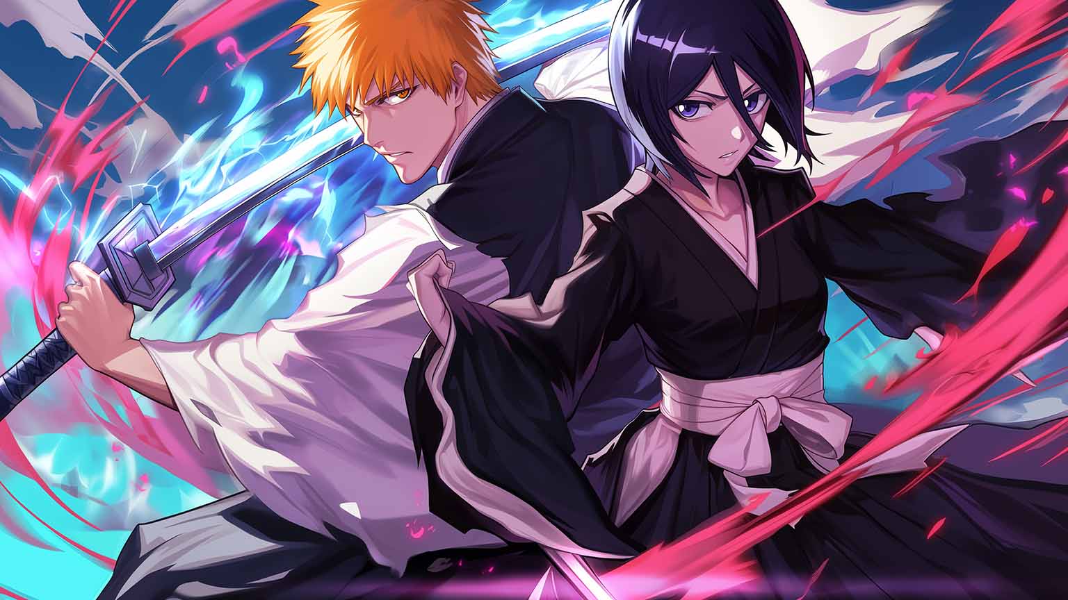 Free Bleach Ichigo Kurosaki Rukia Kuchiki Desktop Wallpaper
