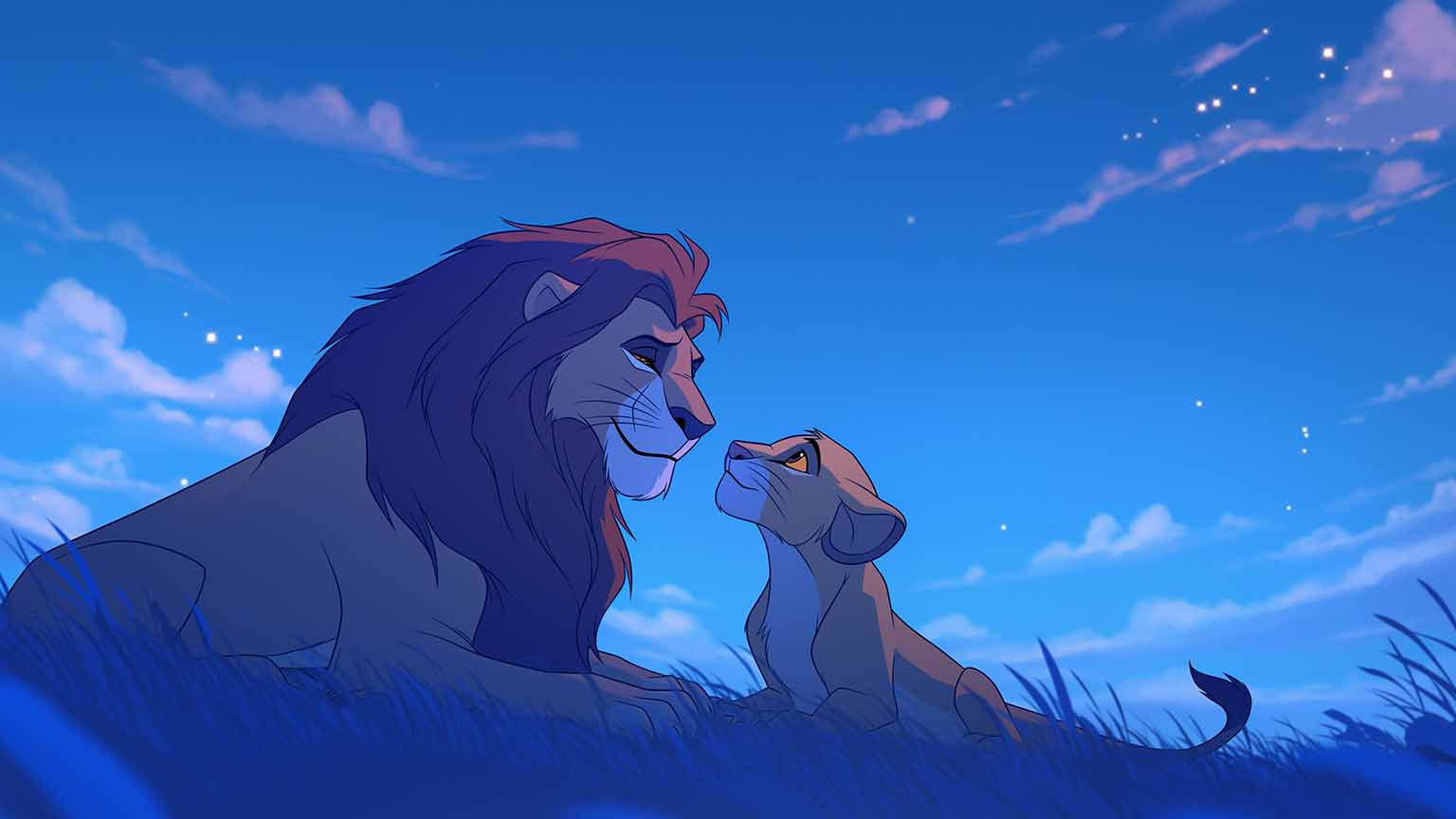 Free Lion King Mufasa Simba Night Sky Desktop Wallpaper