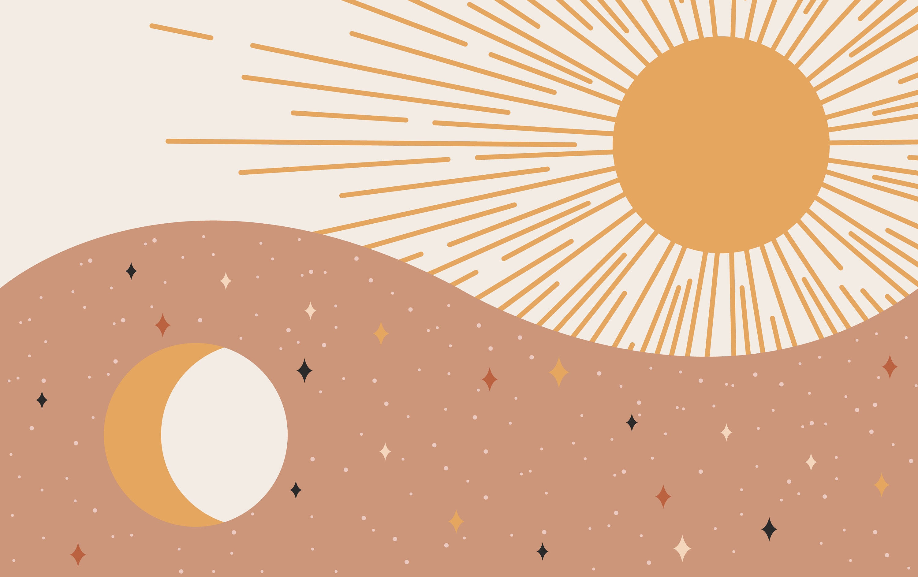 Boho Sun and Moon Nursery Wallpaper: Pastel Kids Room Decor