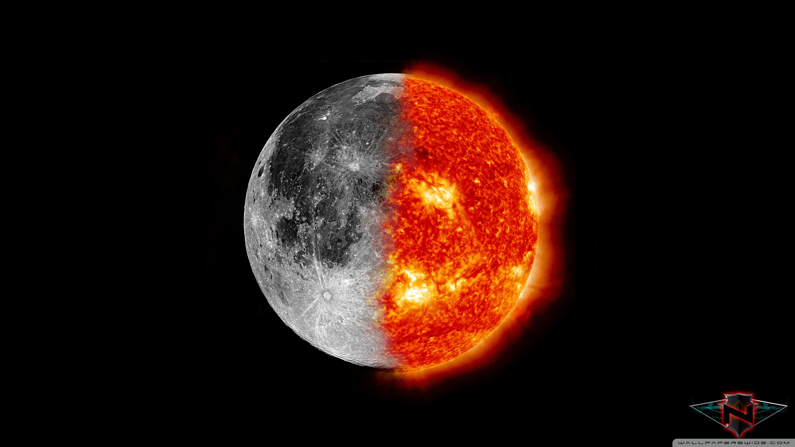 Sun and Moon 4K UHD Wallpaper for UltraHD Desktop and TV, Dual Monitor, Smartphone and Tablet Devices
