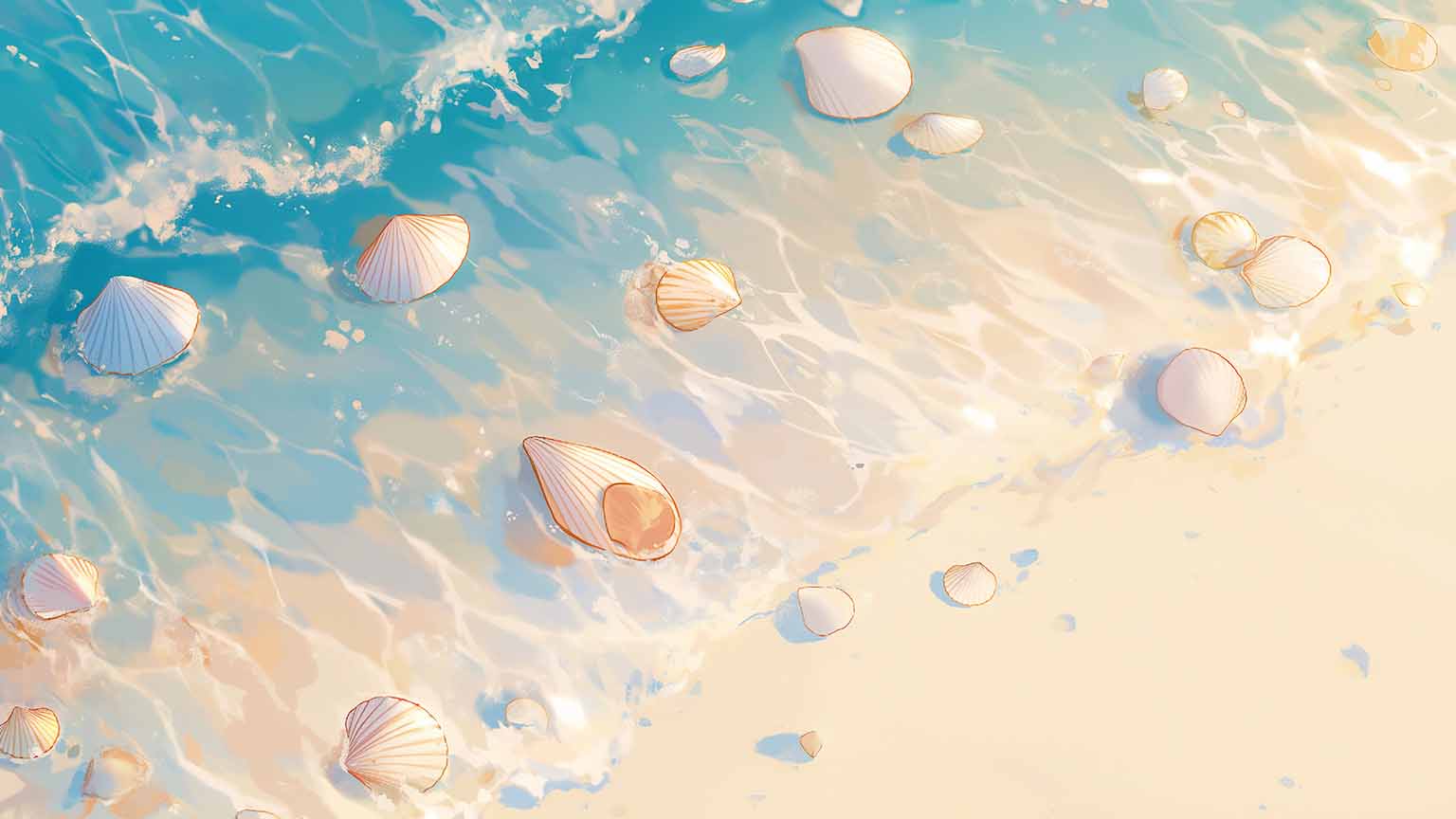 Sea Shells in Clear Water Desktop Wallpaper Wallpaper 4K