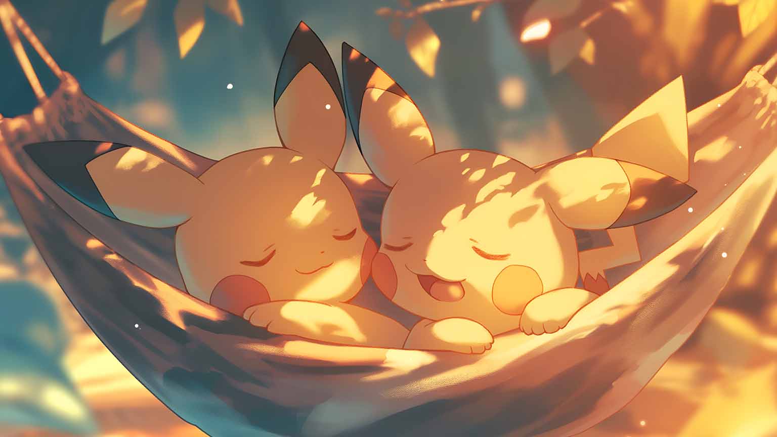 Pokemon Two Pikachu Hammock Nap Desktop Wallpaper 4K
