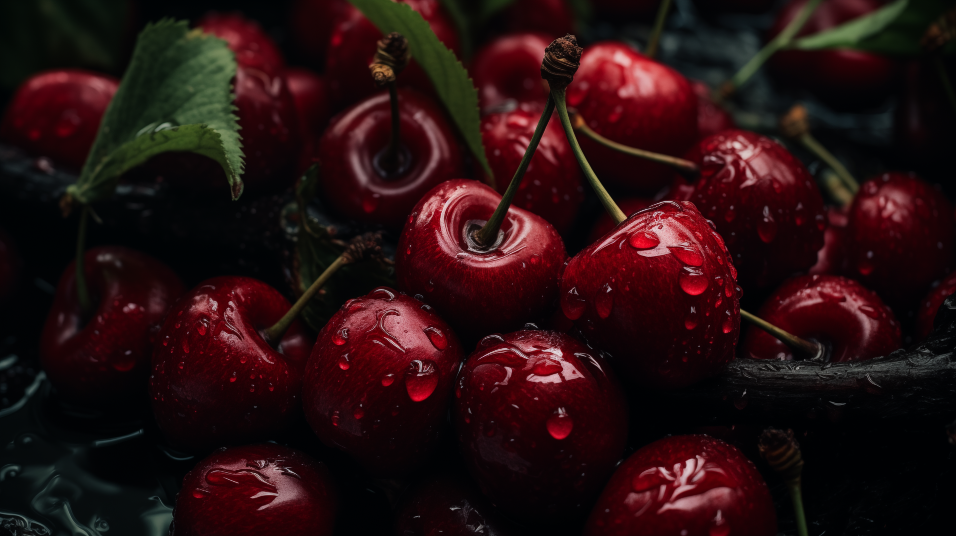 Fresh Dew Kissed Cherries HD Wallpaper