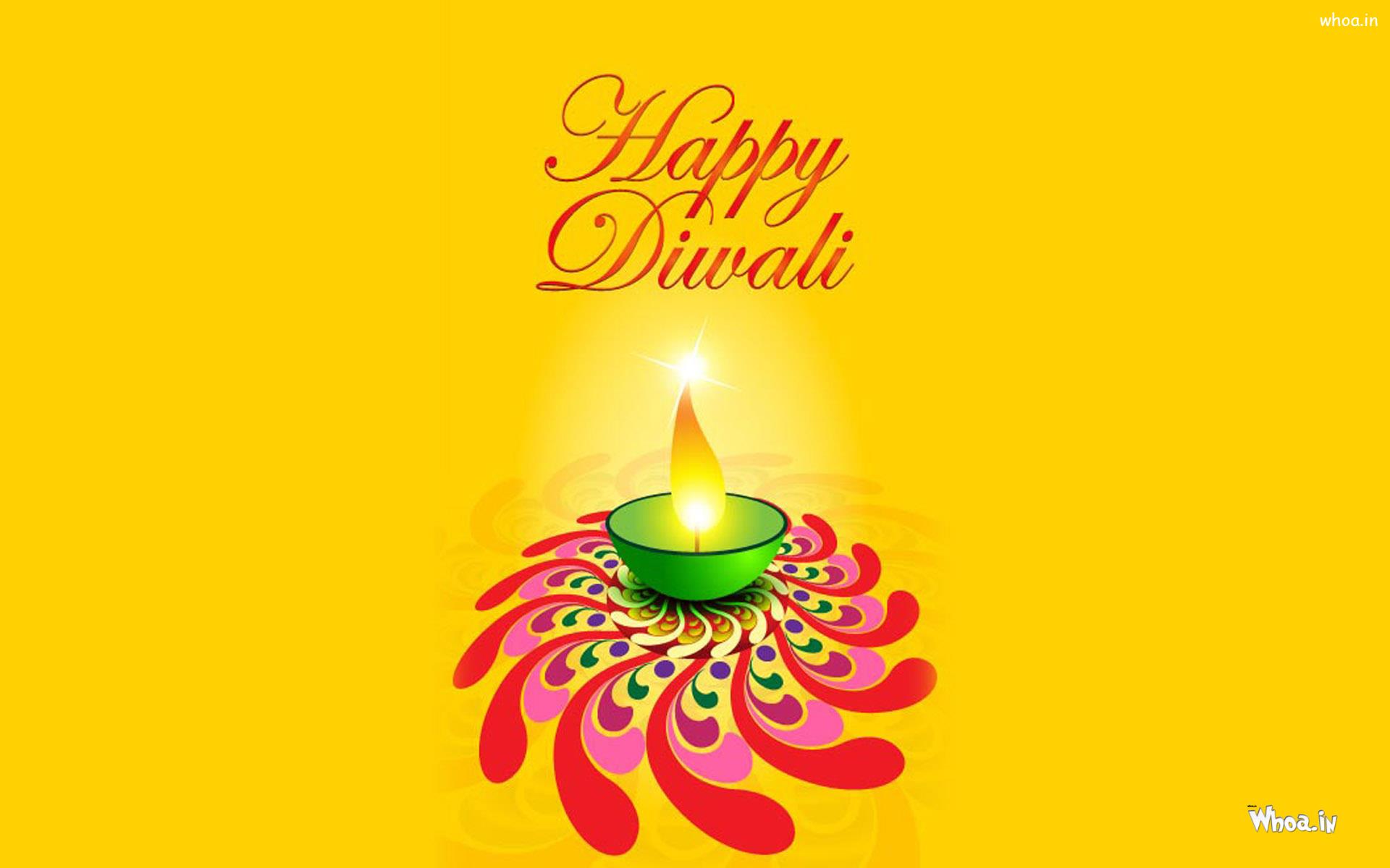 Happy Diwali With Lighting Diya HD Wallpaper