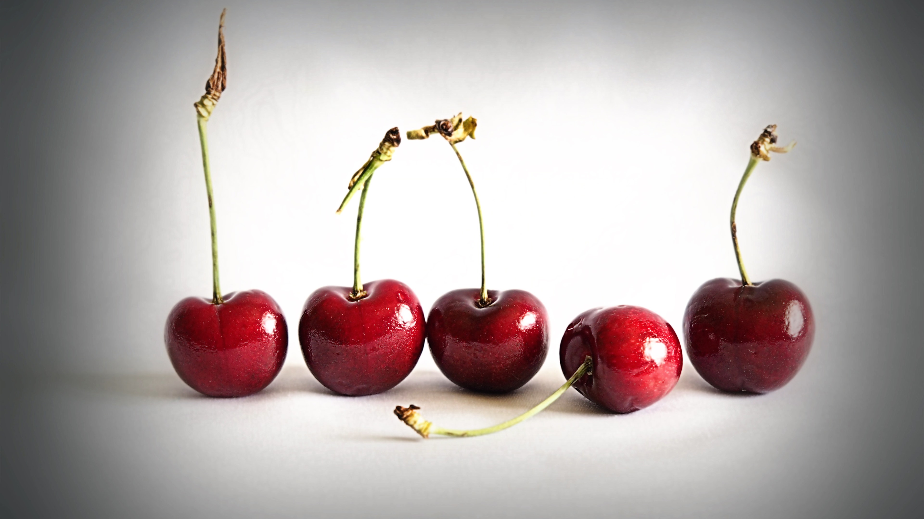 Wallpaper Some red cherries, white background 3840x2160 UHD 4K Picture, Image