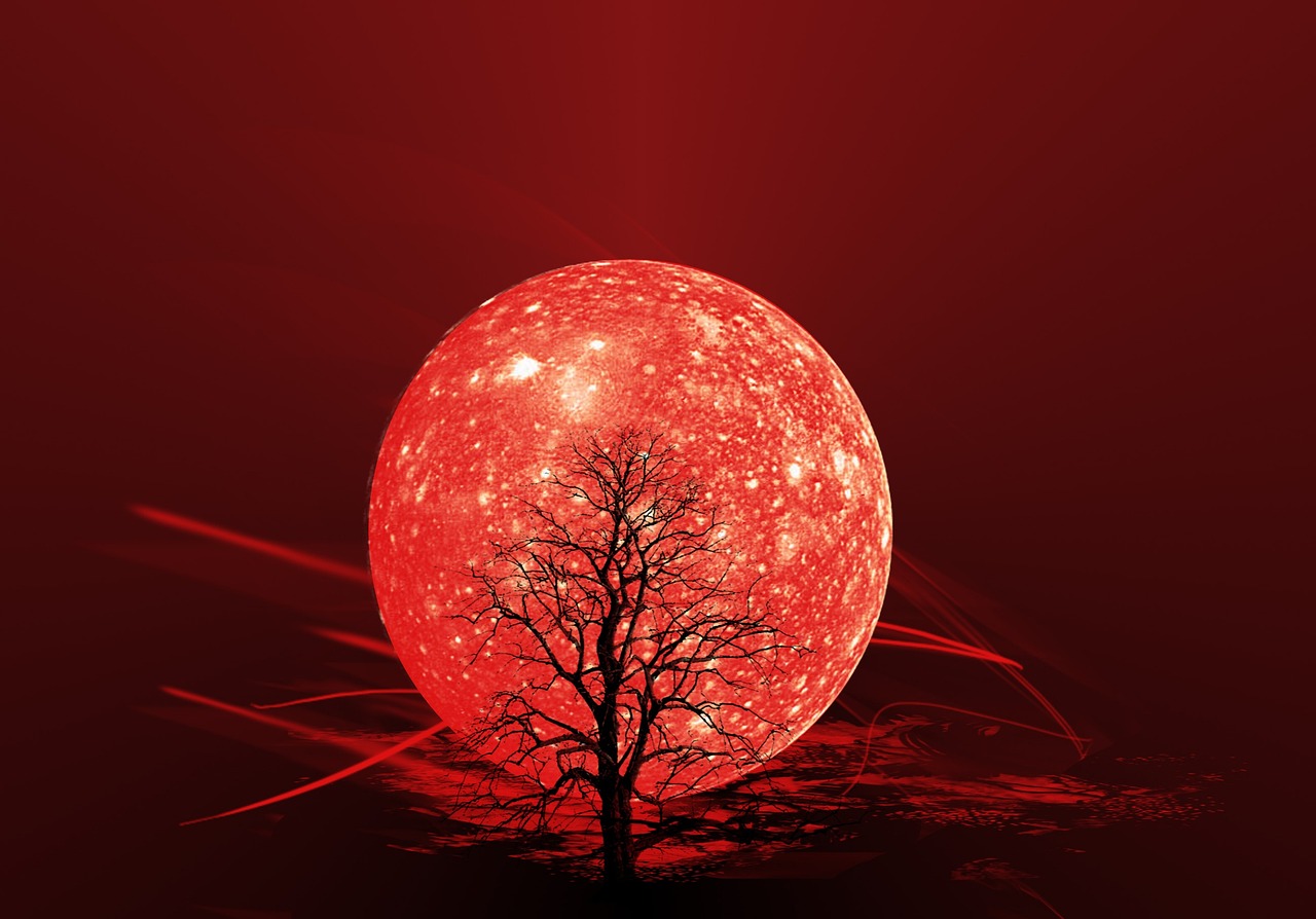 The Background Red Moon