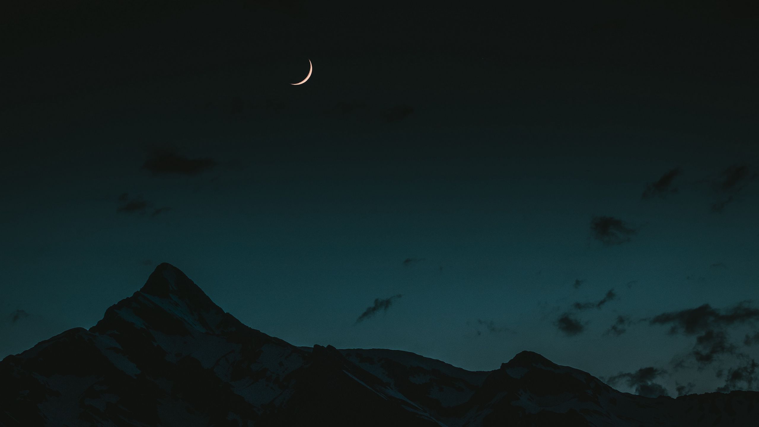 Download wallpaper 2560x1440 moon, mountains, night, sky widescreen 16:9 HD background