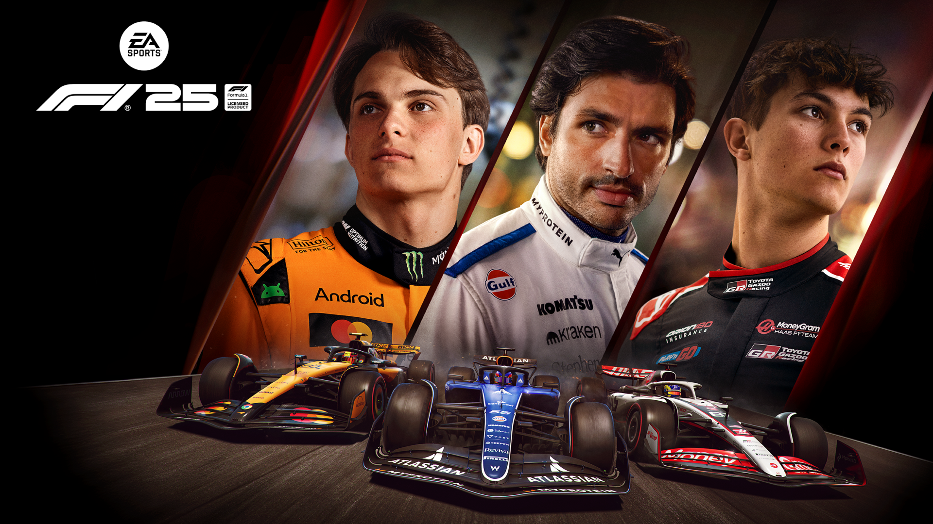 F1 25 HD Wallpaper Featuring Carlos Sainz, Oliver Bearman & Oscar Piastri