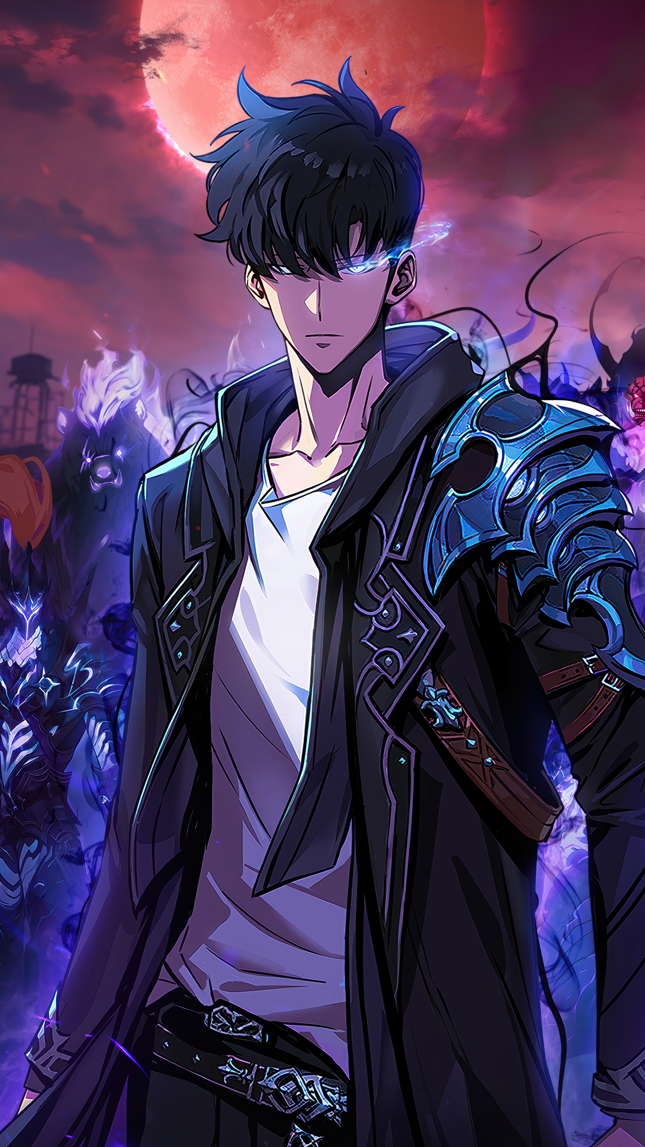 Sung Jin Woo Shadow Summon Solo Leveling: ARISE 4K Wallpaper IPhone HD Phone