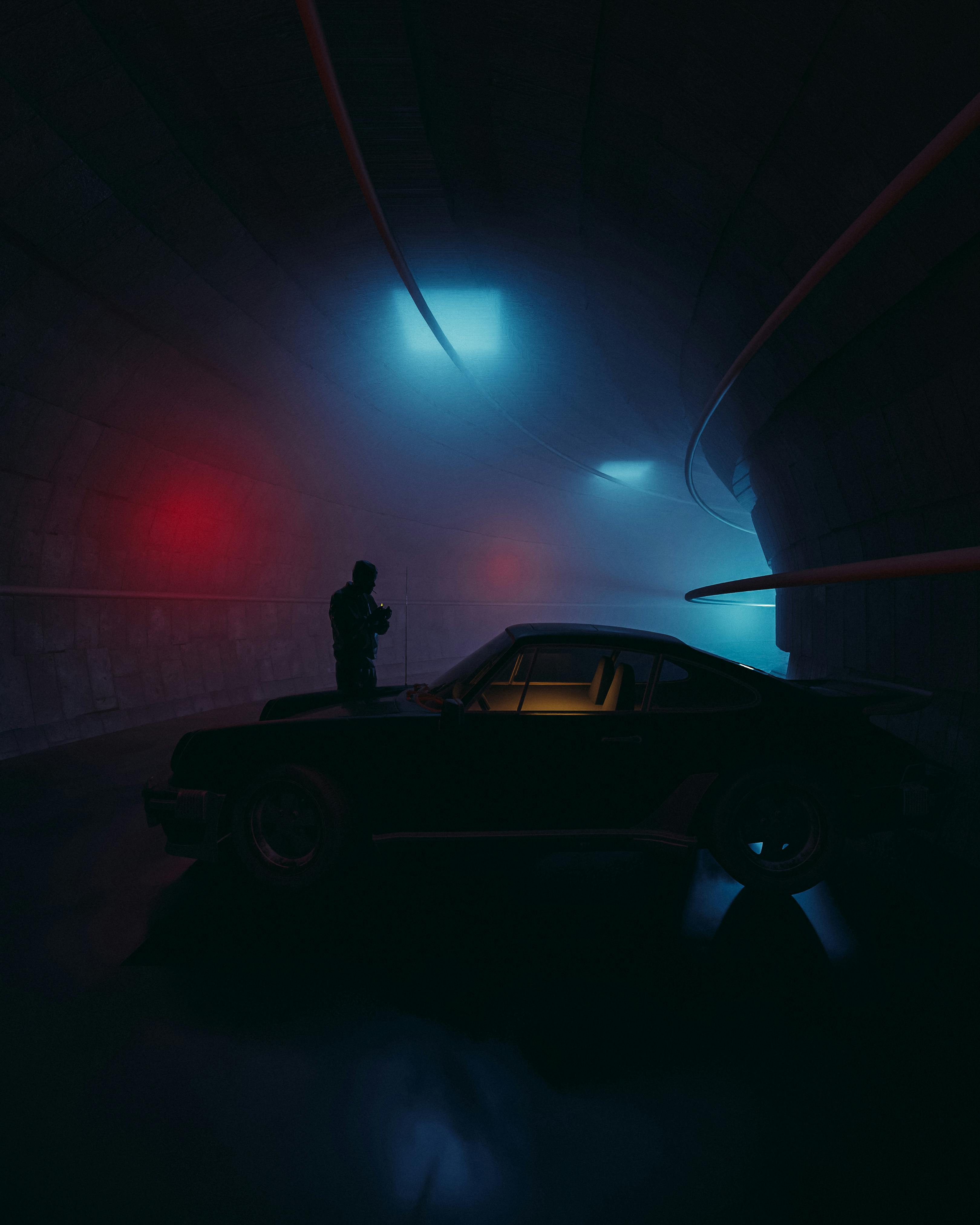 Man in Black Jacket Standing Beside Black Car · Free