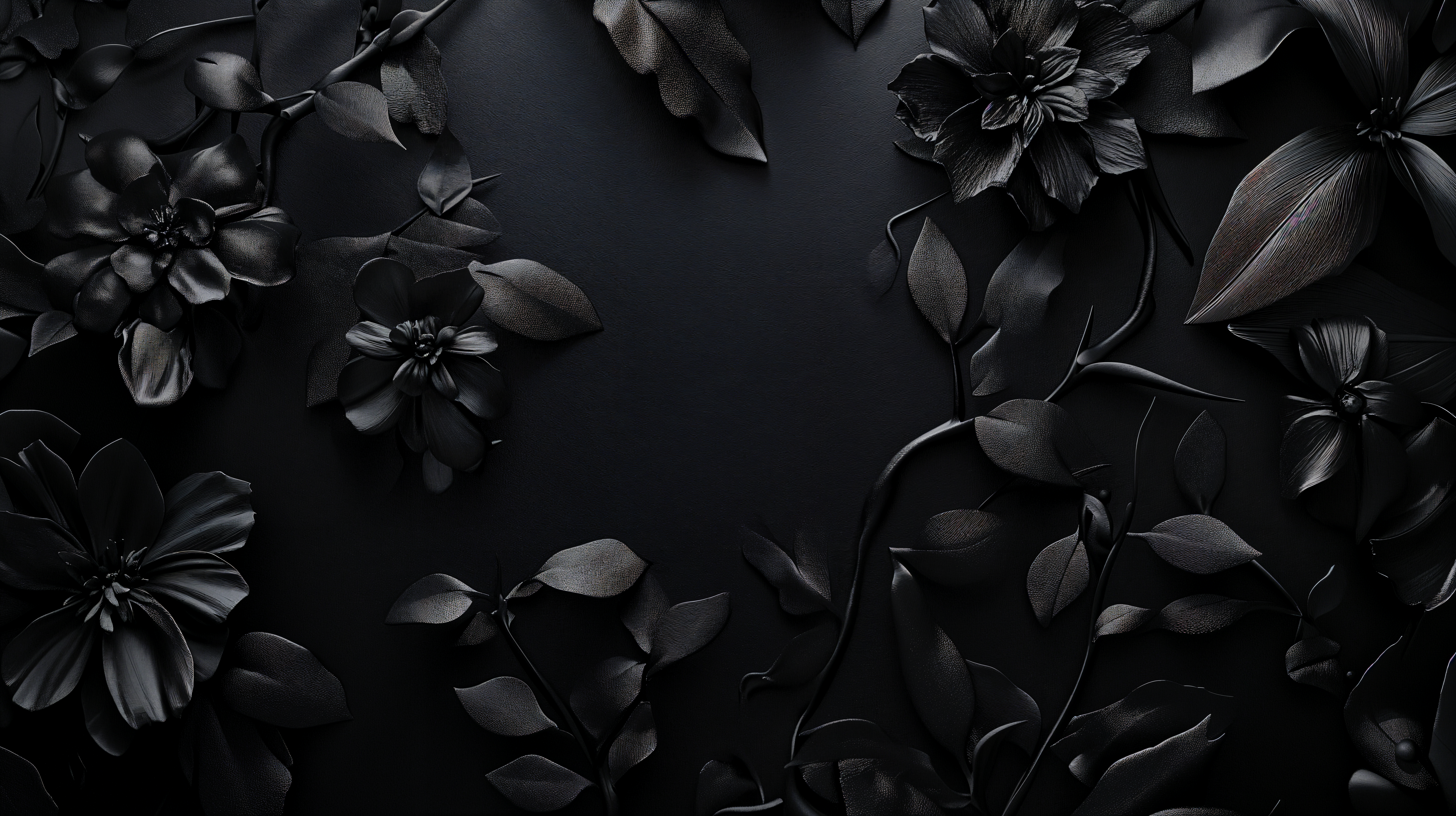 Elegant Black Floral 4K Ultra HD Wallpaper
