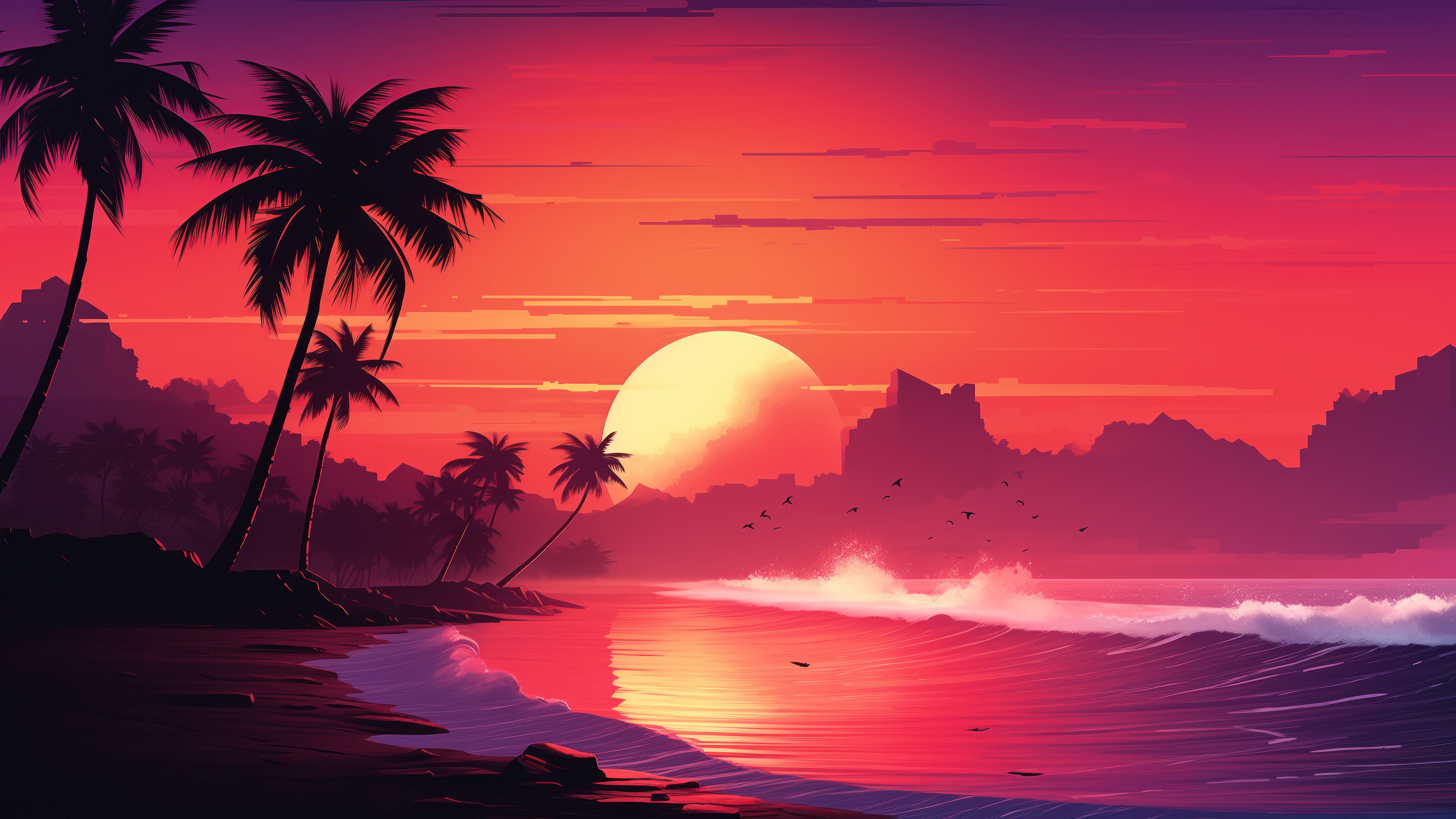 Beach Sunset Landscape Wallpaper