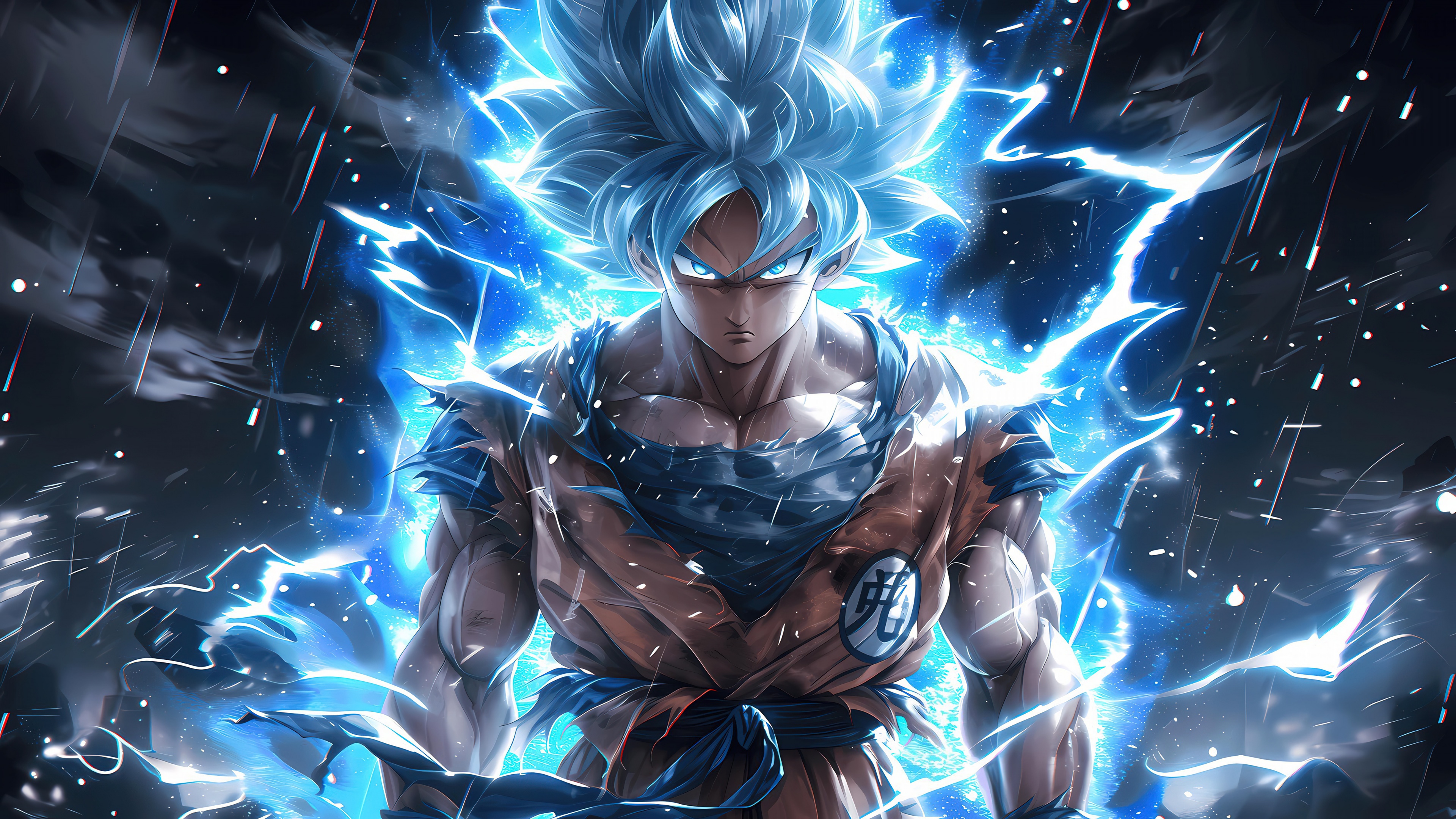 Super Saiyan Blue Wallpaper 4K, Son Goku, Dragon Ball, AI art, 5K