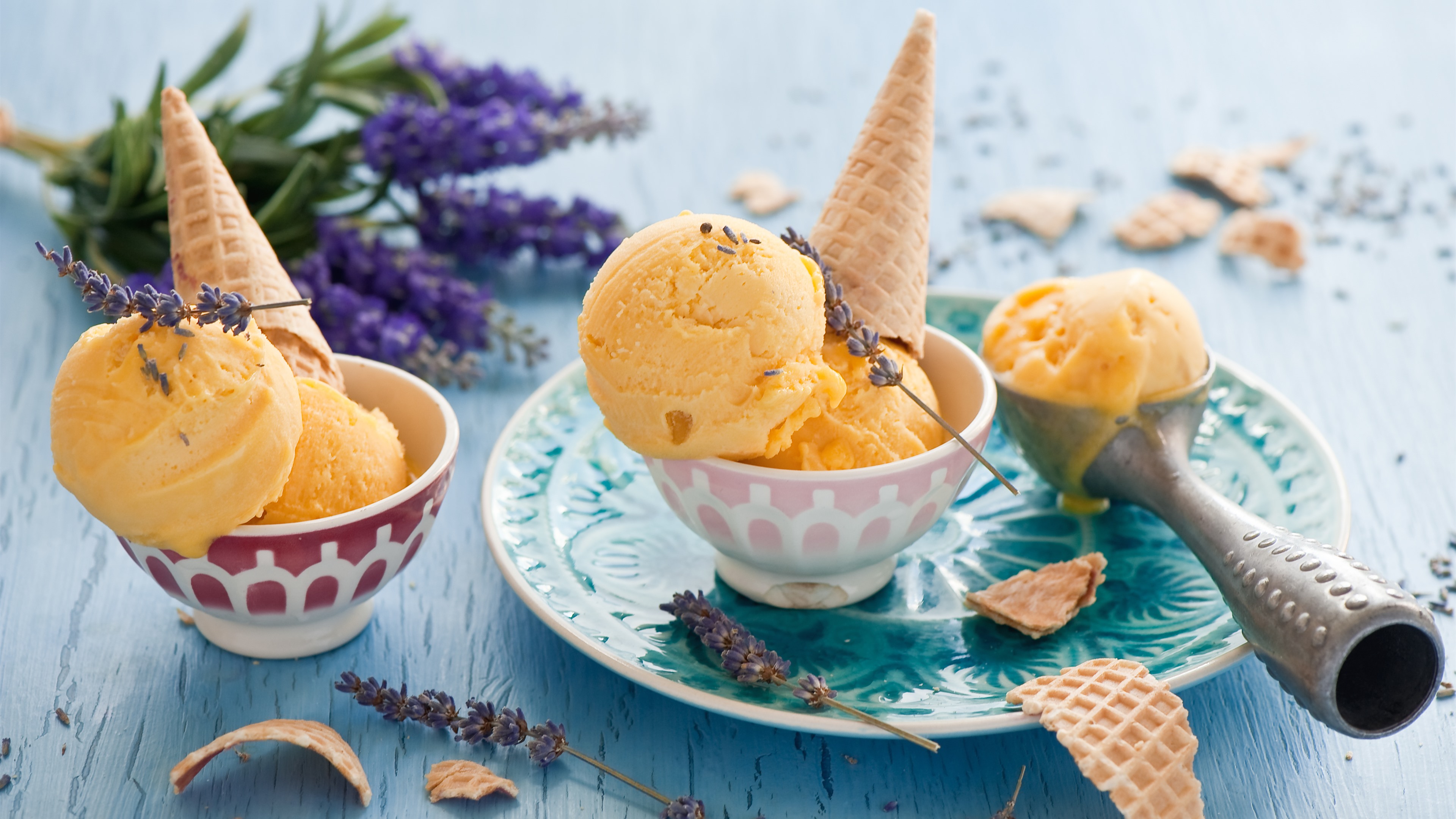 Wallpaper Ice cream, lavender 3840x2160 UHD 4K Picture, Image