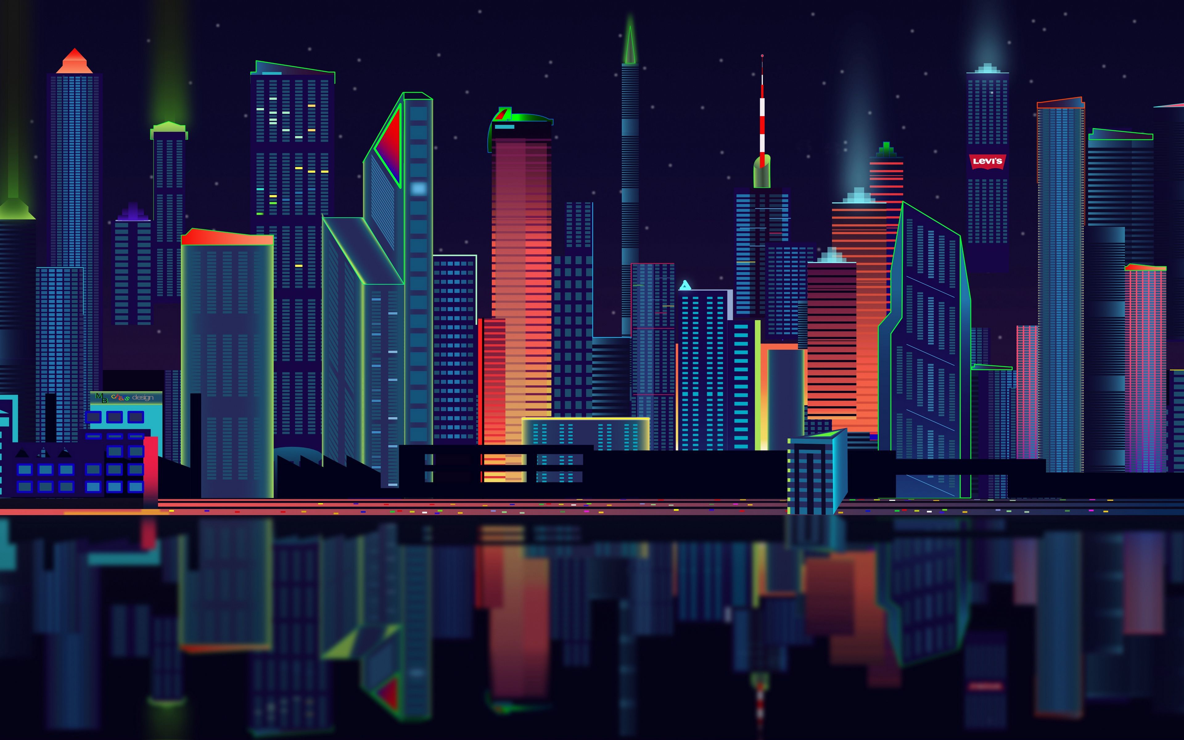Download wallpaper 3840x2400 city, vector, panorama 4k ultra HD 16:10 HD background