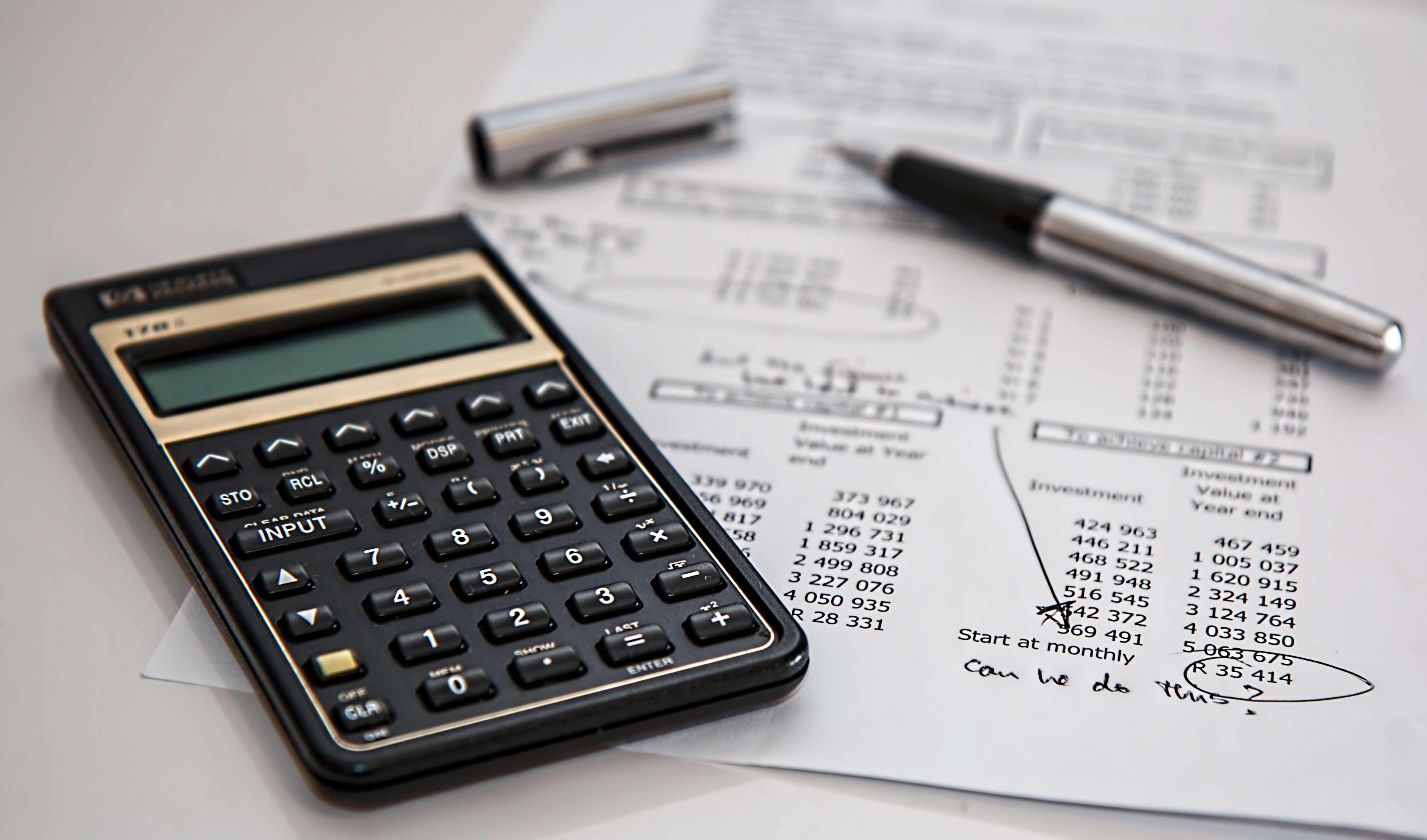 accounting, black, budget, calculating, calculation, calculator, finance, investment, math, mathematics, numbers, pen, work 4k, HD Wallpaper