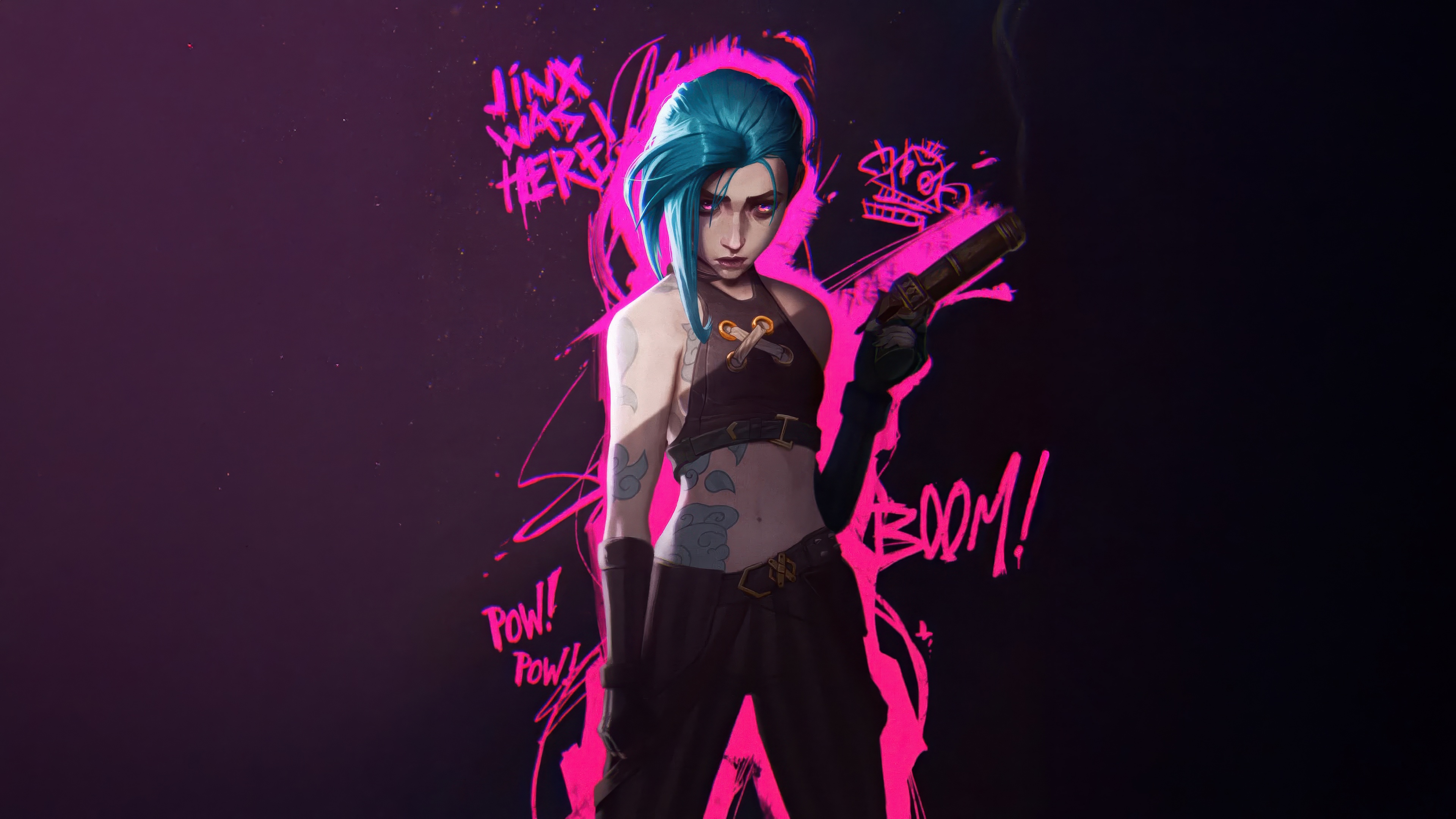 Jinx Wallpaper 4K, Pink aesthetic