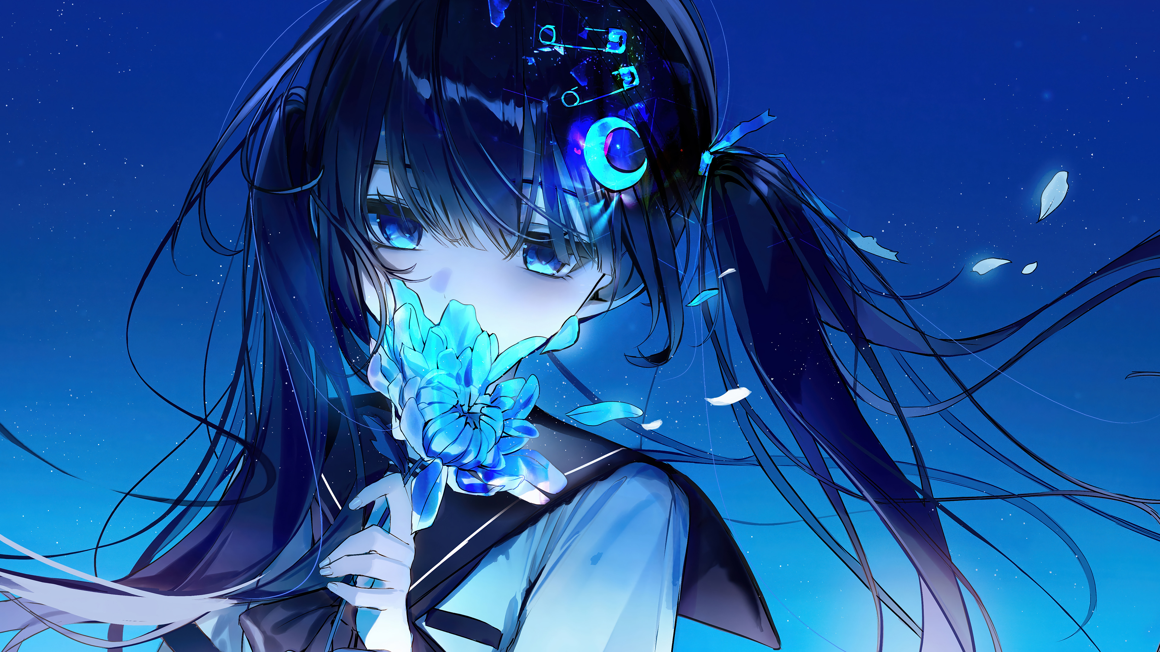 Anime Girl Flower Wallpaper 4K HD PC b