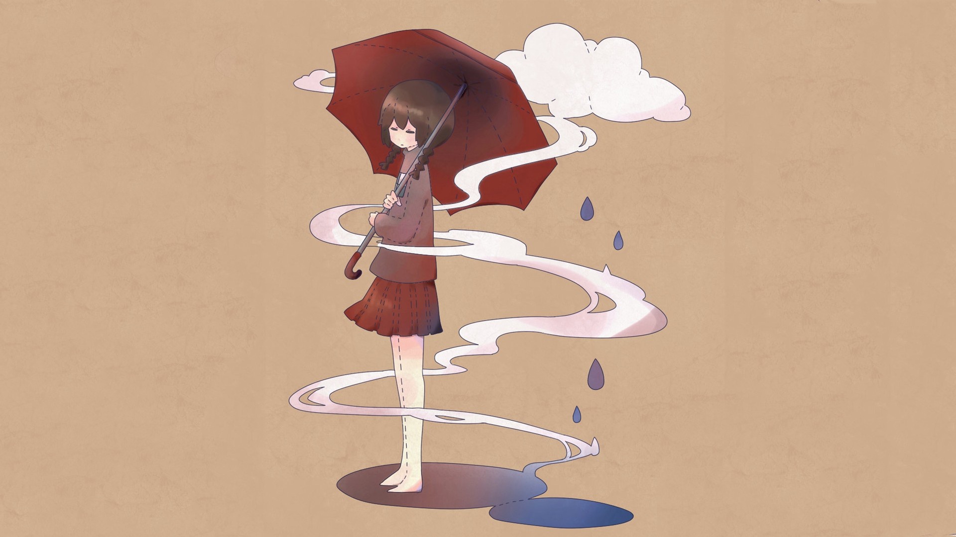 Wallpaper anime, art, girl, Yume Nikki for mobile and desktop, section сёнэн, resolution 1920x1080