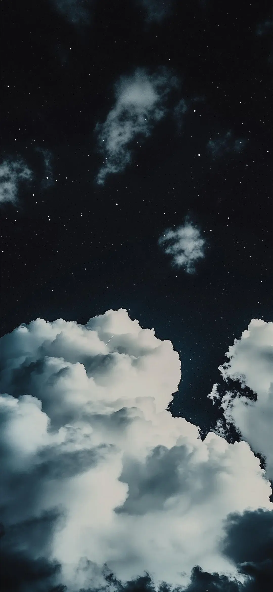 White Clouds Over A Dark Night Sky Best Wallpaper For Apple IPhone 16