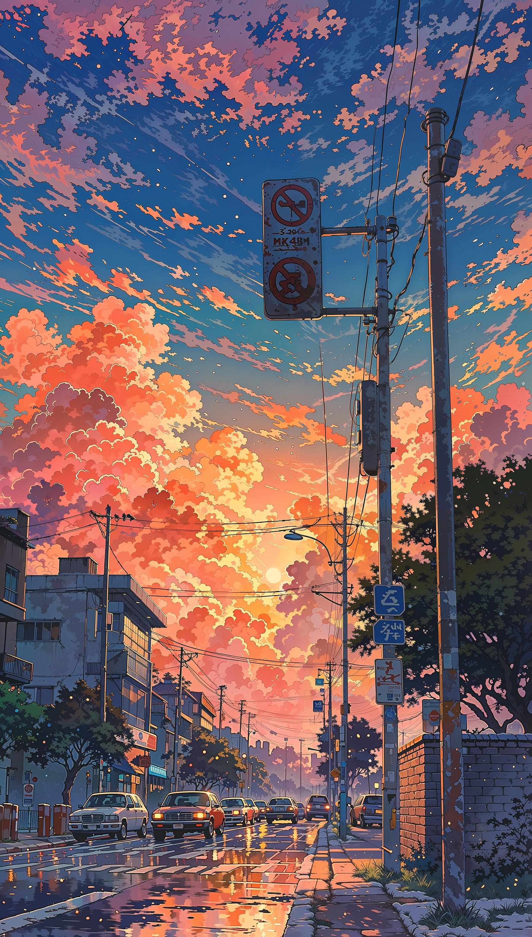 sunset in japan digital art