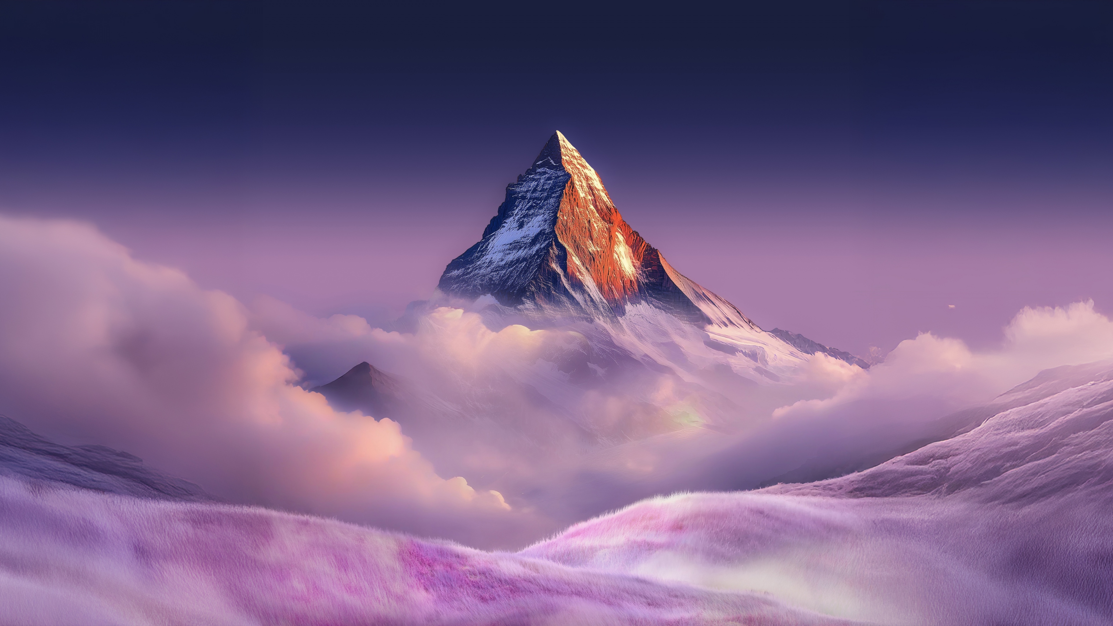 Mountain Peak Wallpaper 4K, Landscape, Purple aesthetic