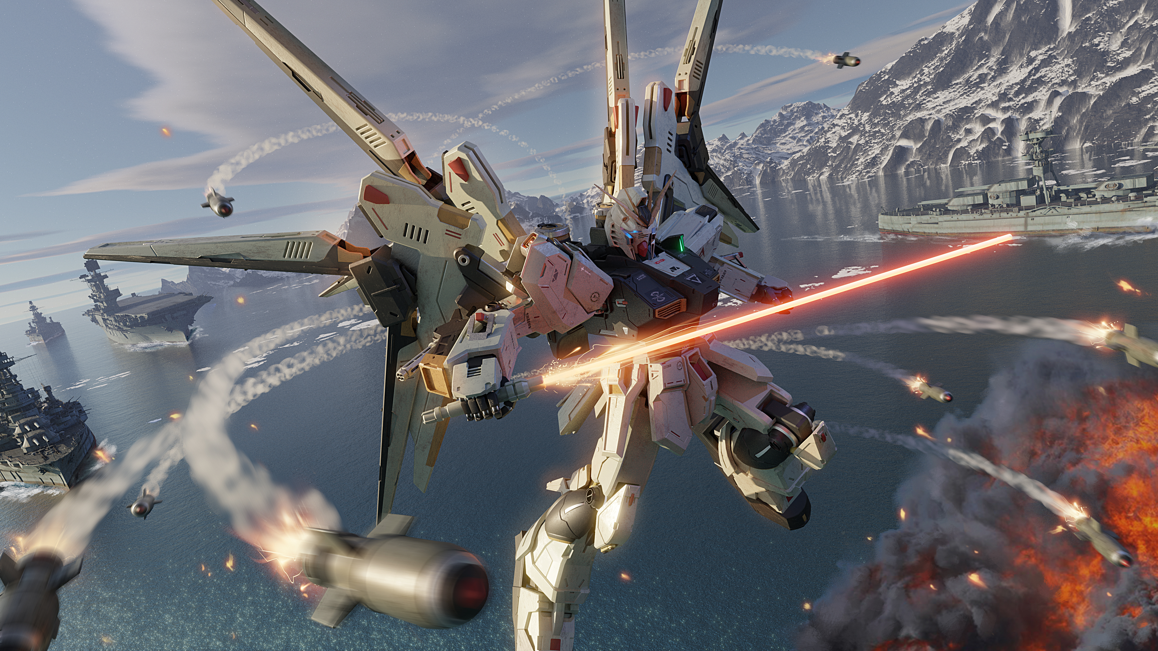 Epic 4K Gundam Anime Battle Wallpaper: Ultra HD Mecha Action Scene