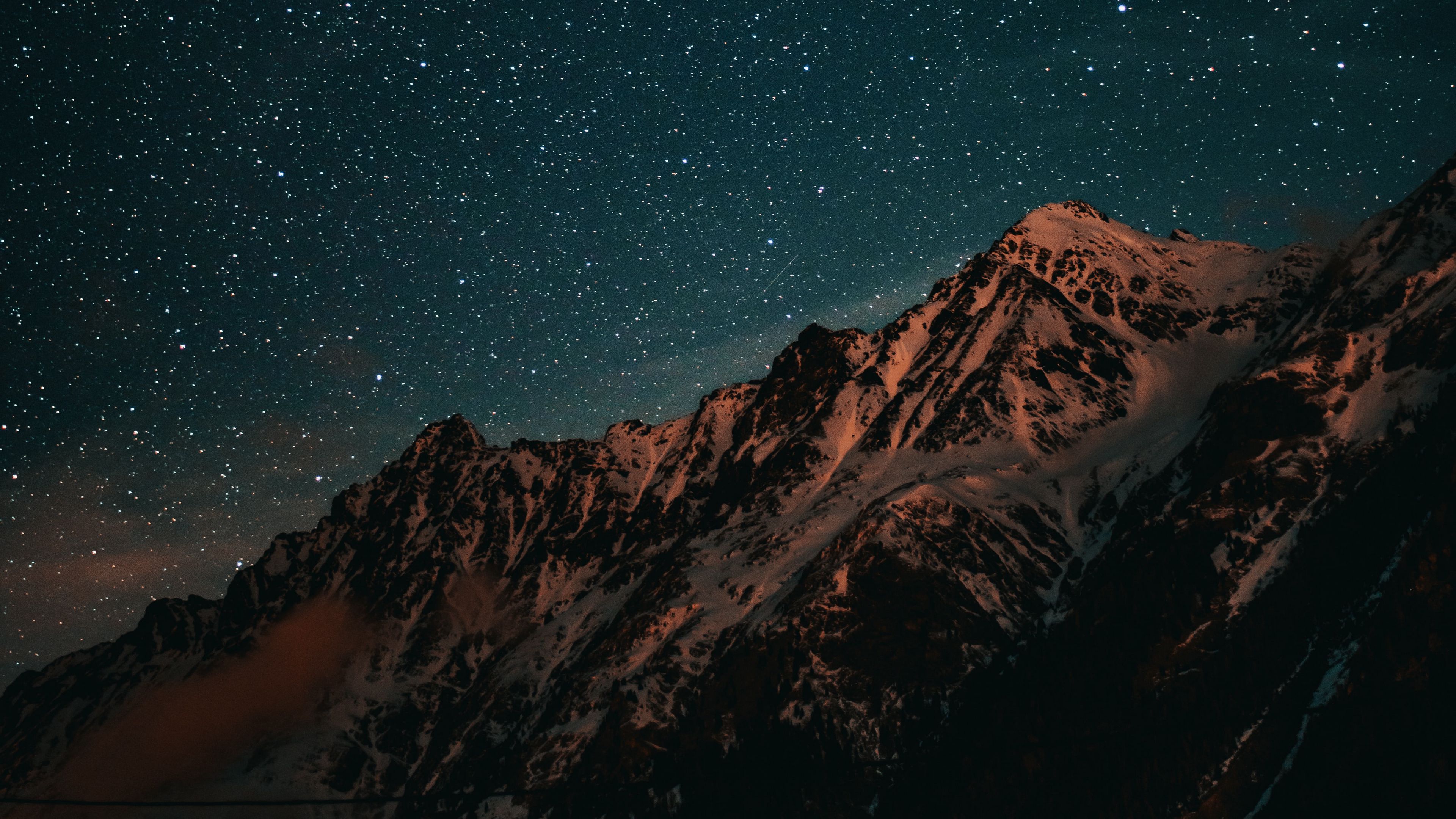 Download wallpaper 3840x2160 mountains, starry sky, night 4k uhd 16:9 HD background