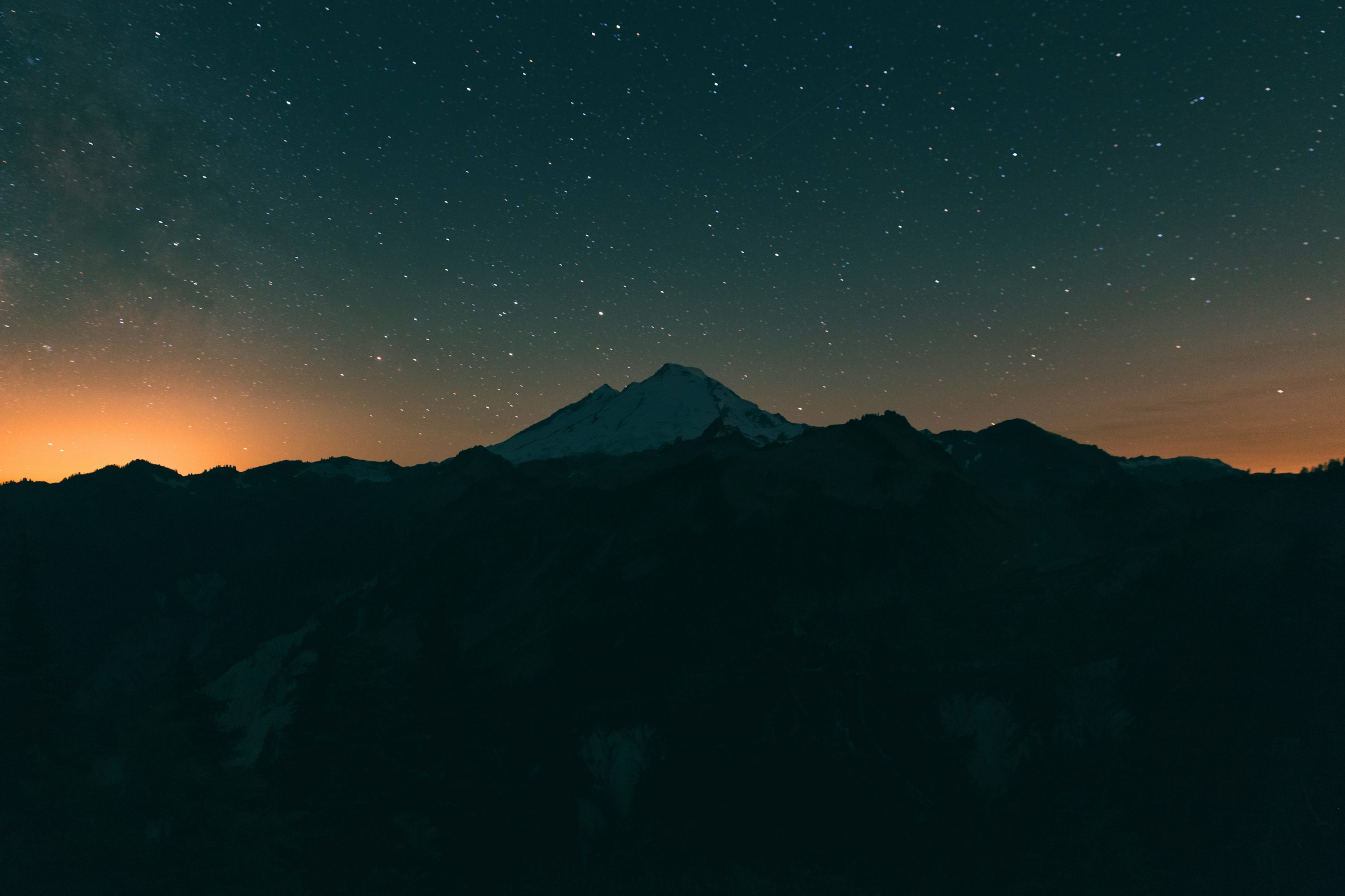 Mountains under starry night photo