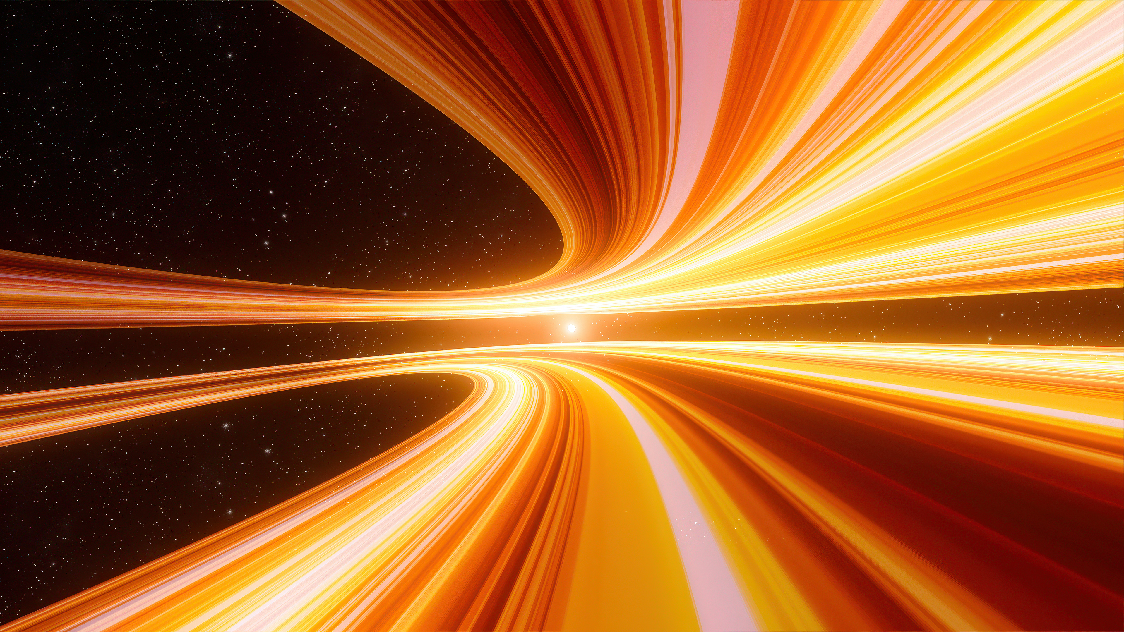 Cosmic phenomena Wallpaper 4K, Orange aesthetic, Light Streaks