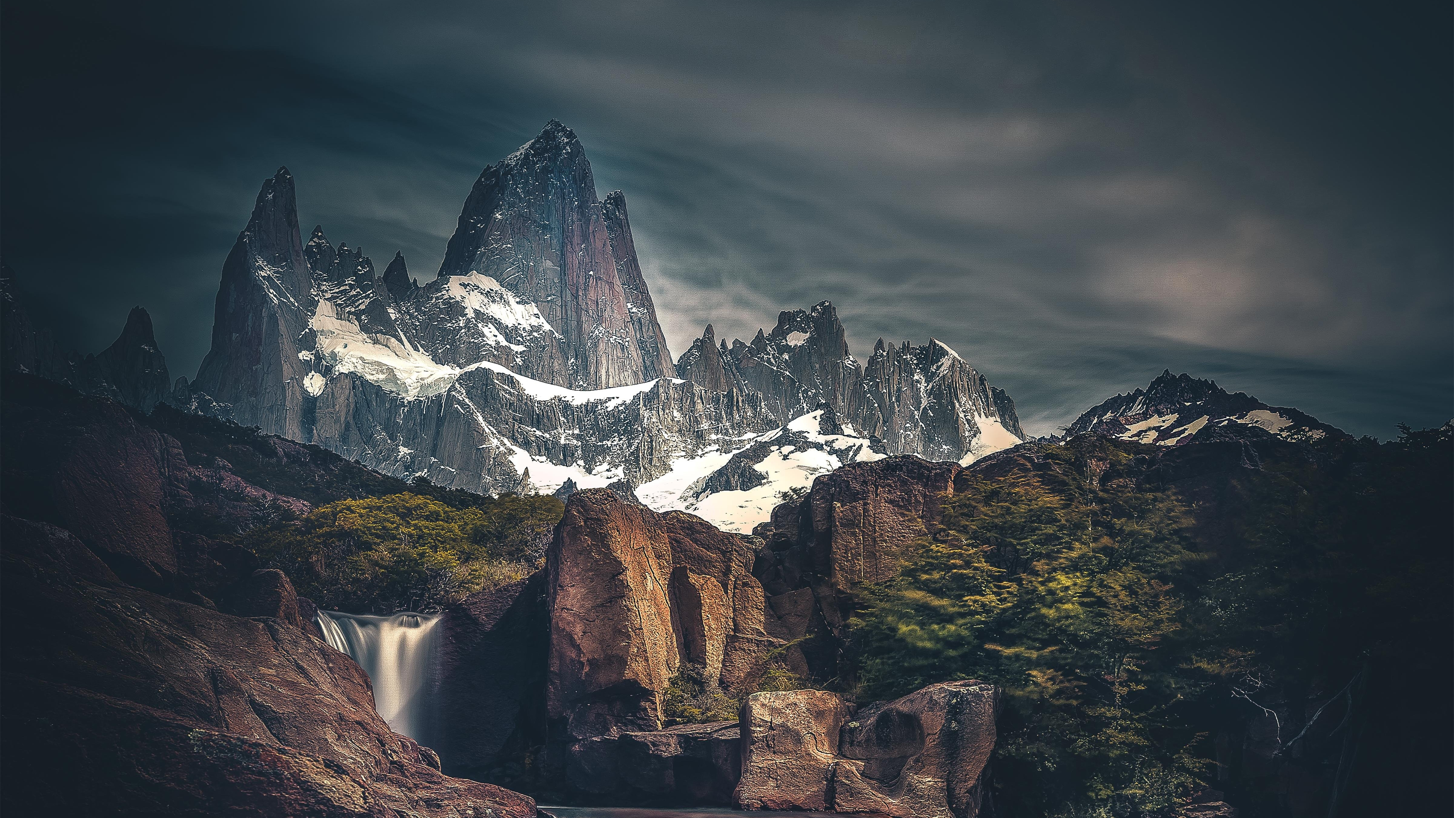 Snow covered Mountains 4K Wallpaper