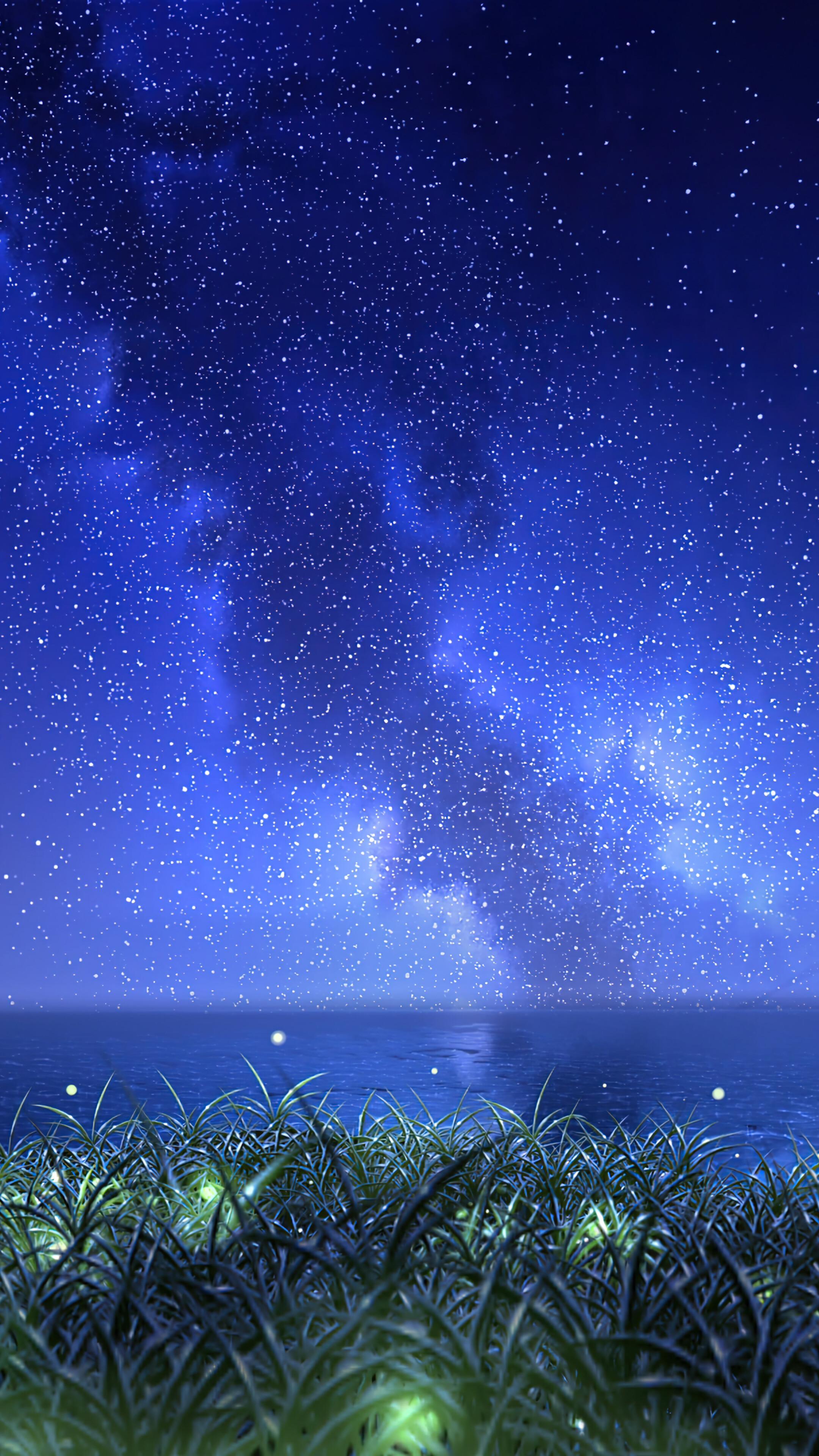 Night Starry Sky Stars Ocean 4K Wallpaper iPhone HD Phone f