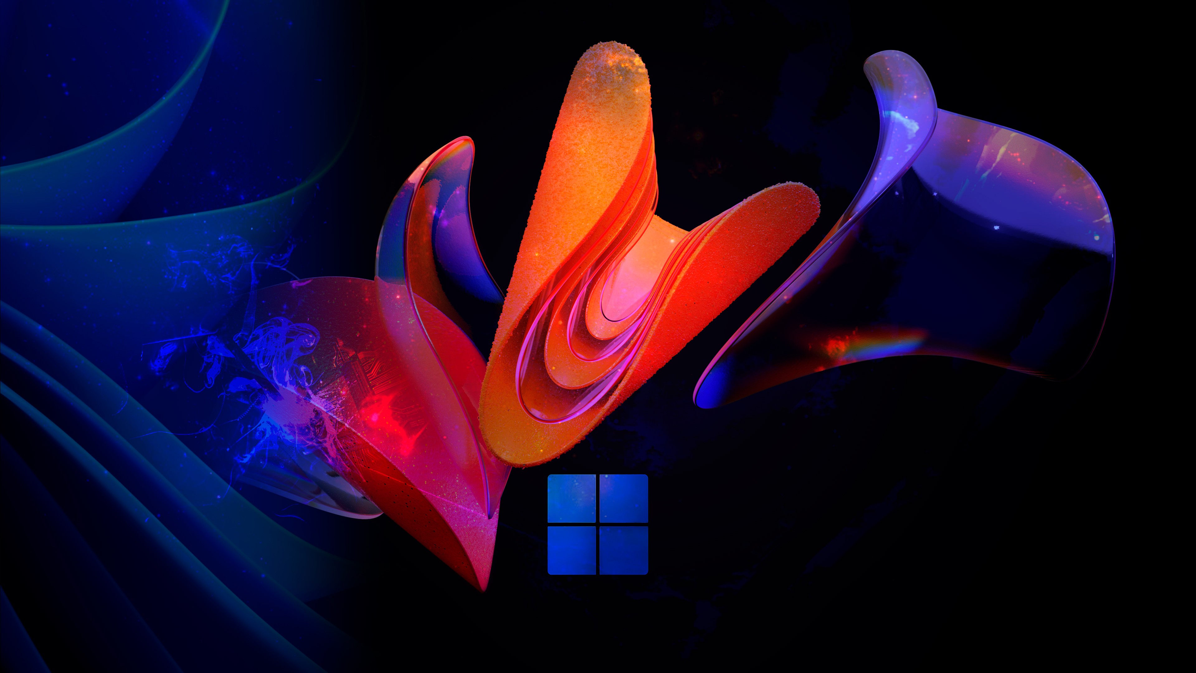 Blue Orange Artistic Digital Art Windows 11 Black Background 4K HD Windows 11 Wallpaper