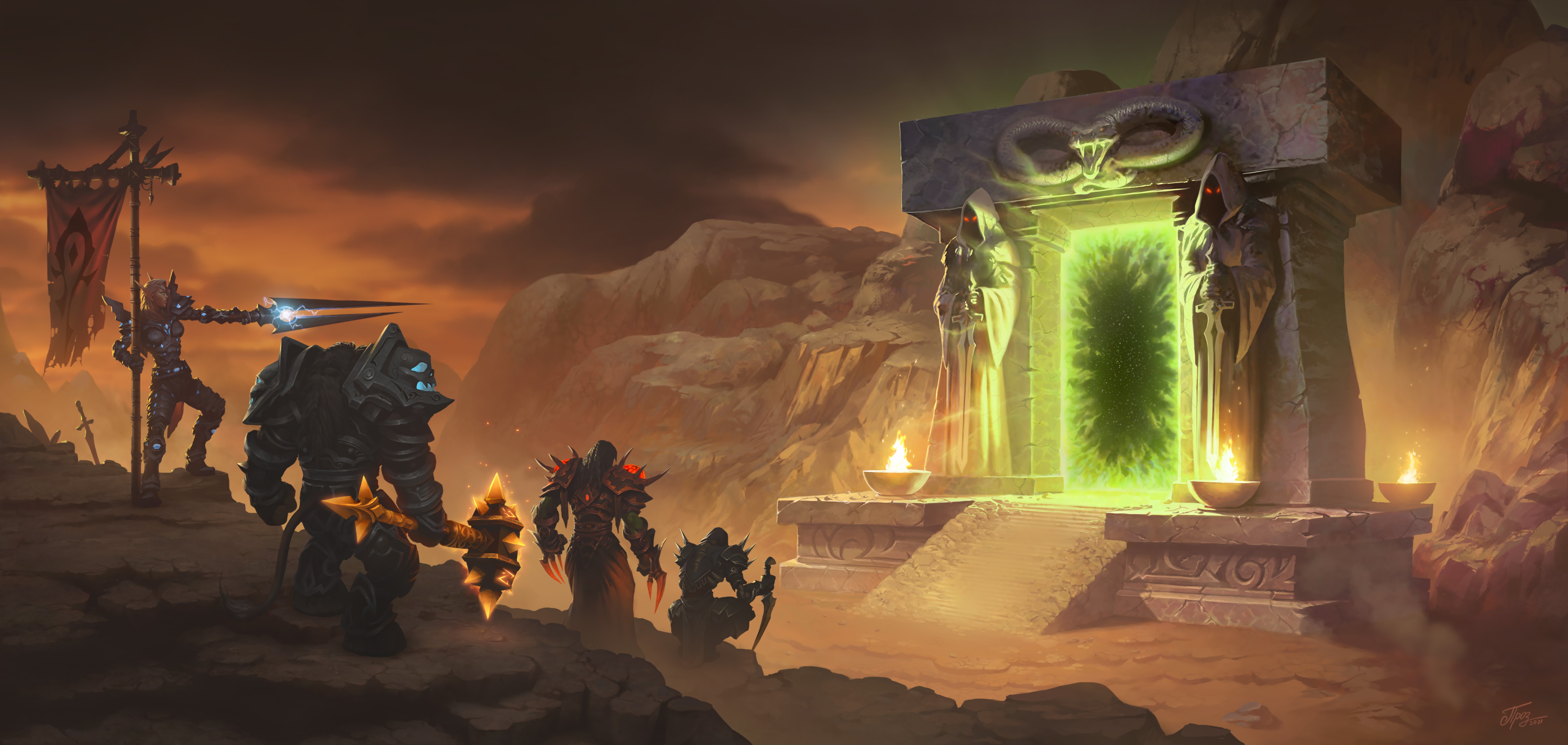 4K, World of Warcraft: The Burning Crusade, horde, World of Warcraft, World of Warcraft: Classic, Alliance, Dark Portal, HD Wallpaper