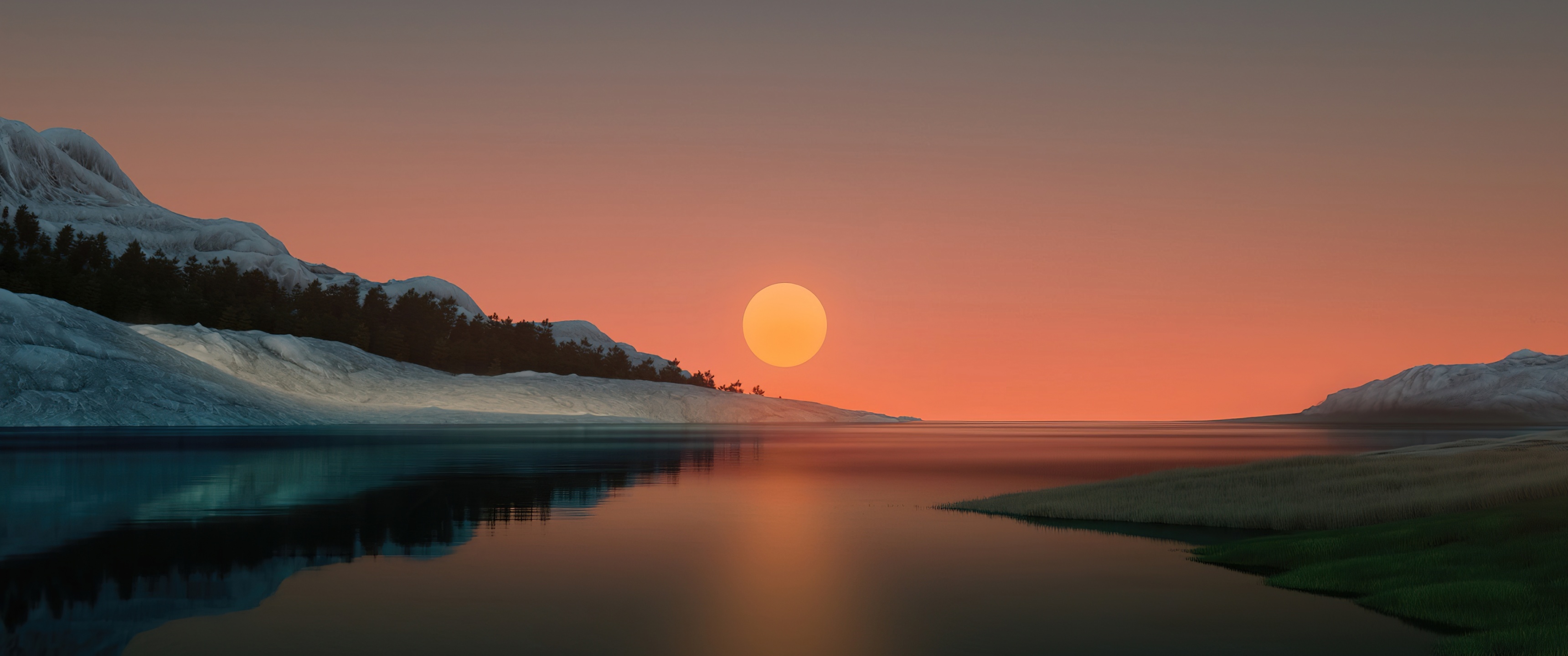 Sunset Wallpaper 4K, Windows 11, Dusk, Lake