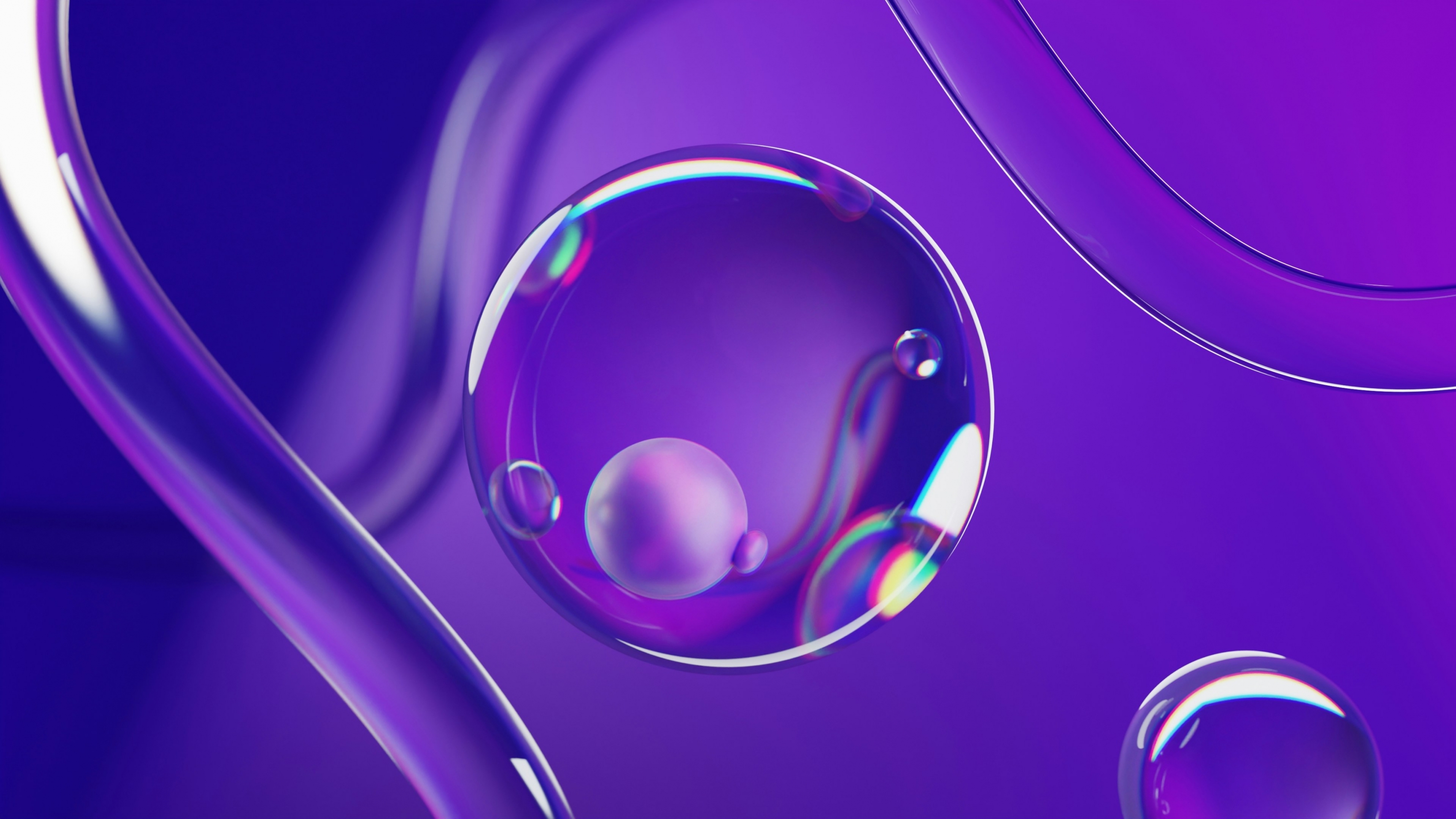 Iridescent Purple Bubbles Liquid Abstract