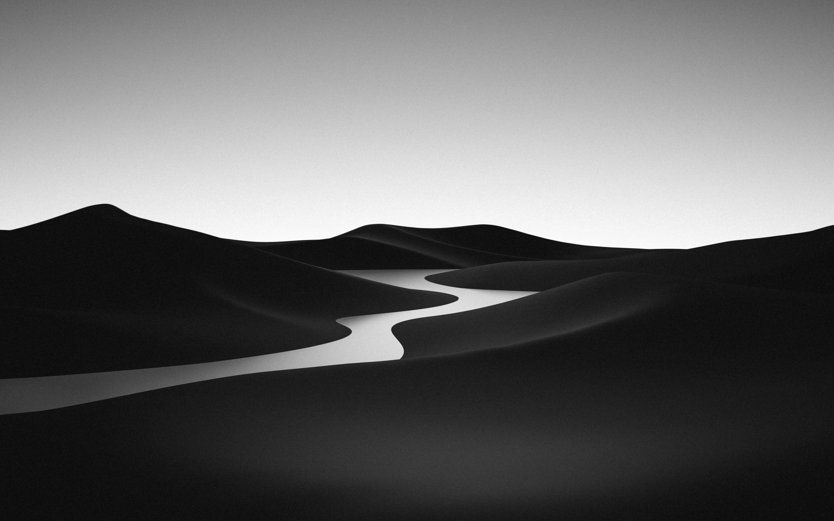 Black and White Wallpaper 4K, Landscape, Desert, River