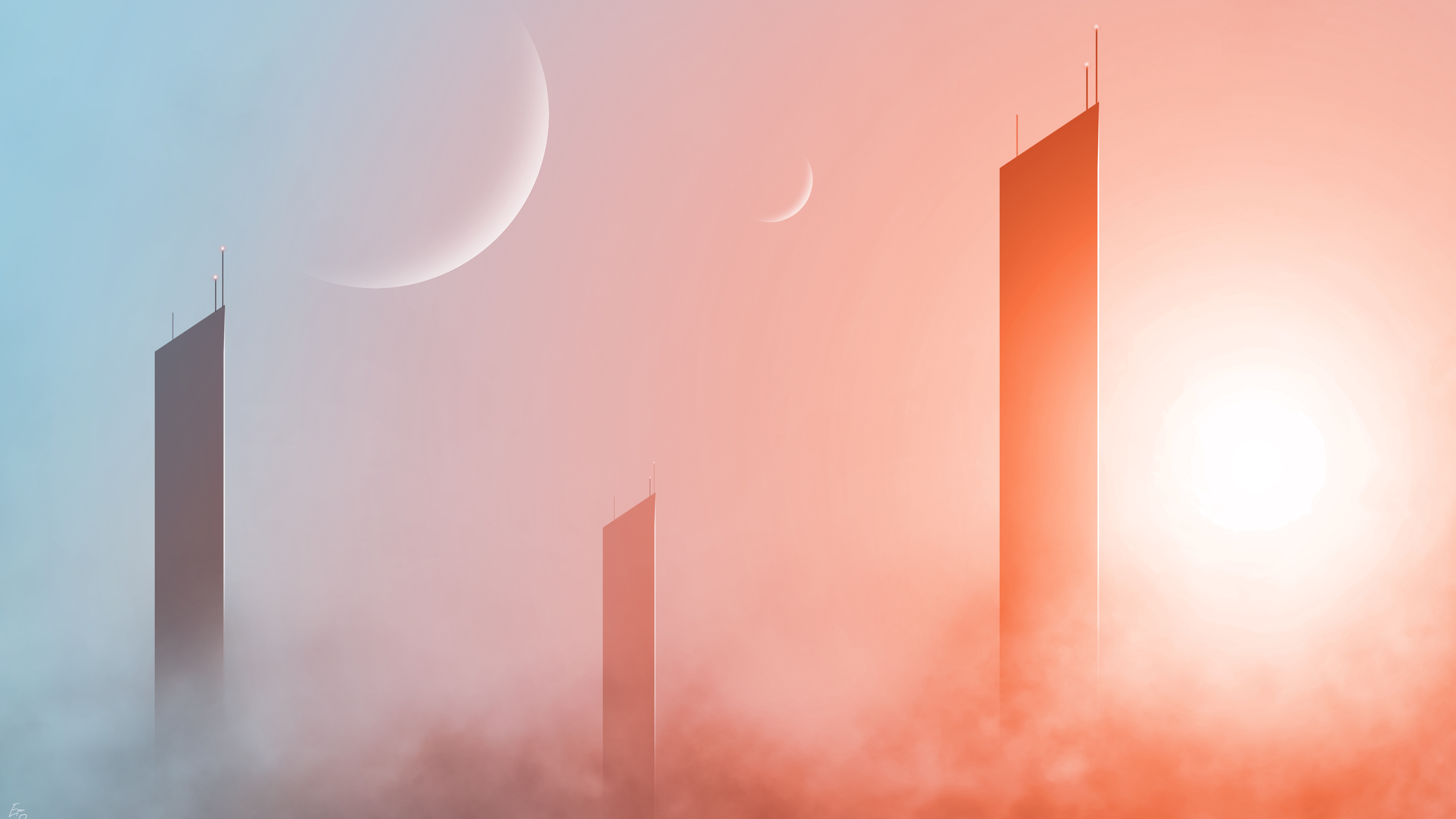 Sci Fi Skyscrapers 4K Wallpaper