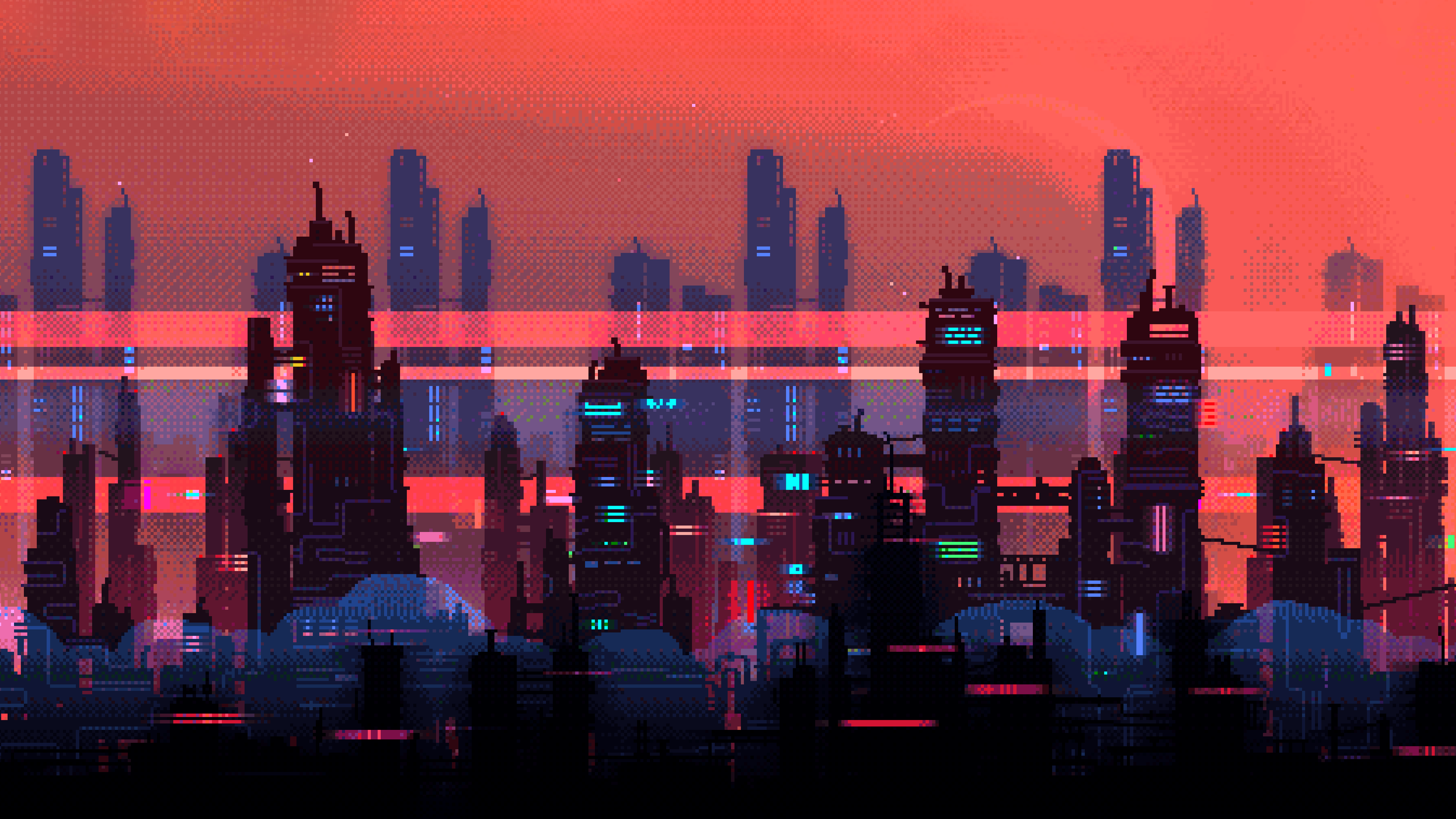 Free HD 8 Bit City Wallpaper