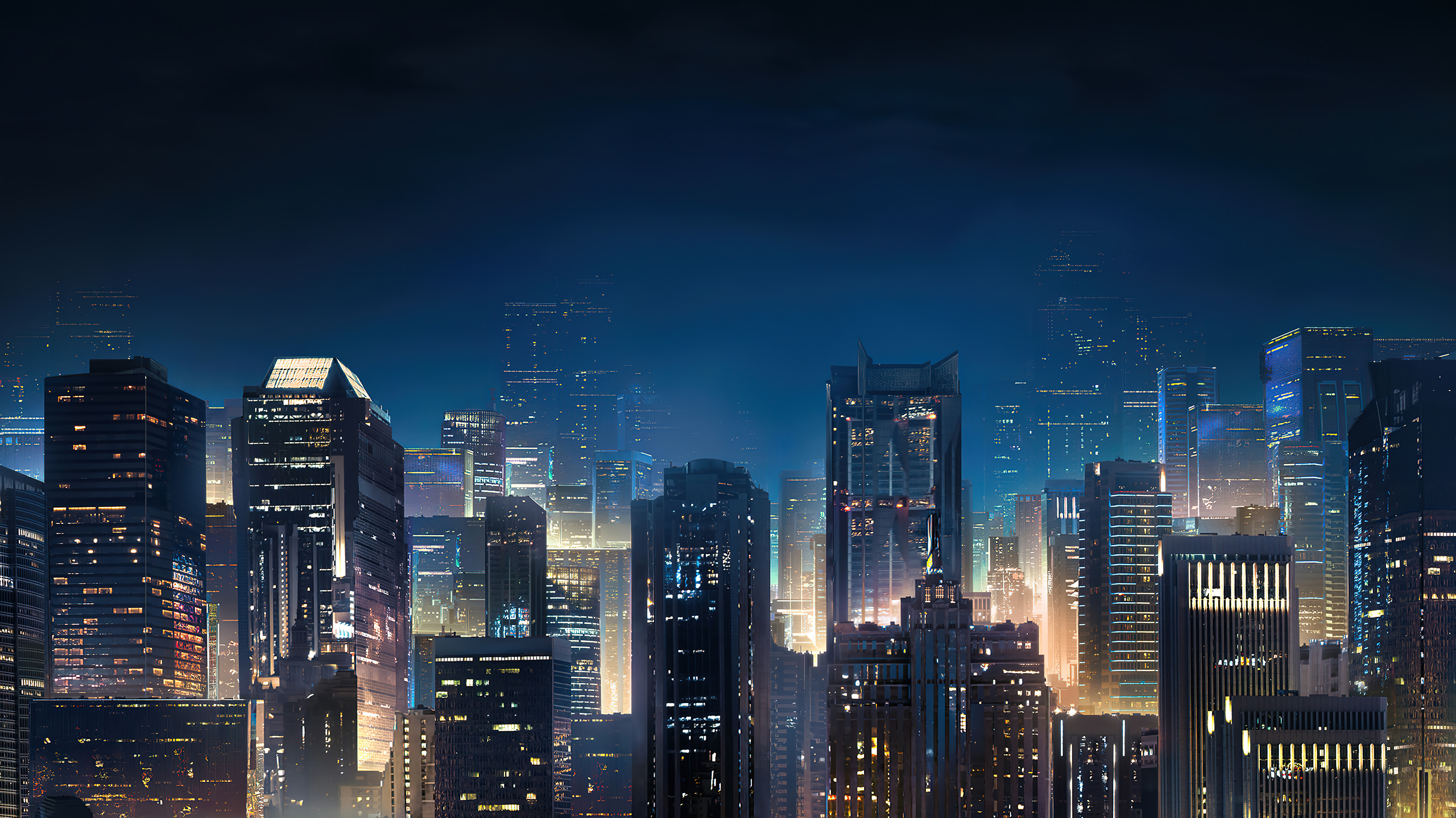 Night City Cityscape Building Scenery Wallpaper 4K HD PC f