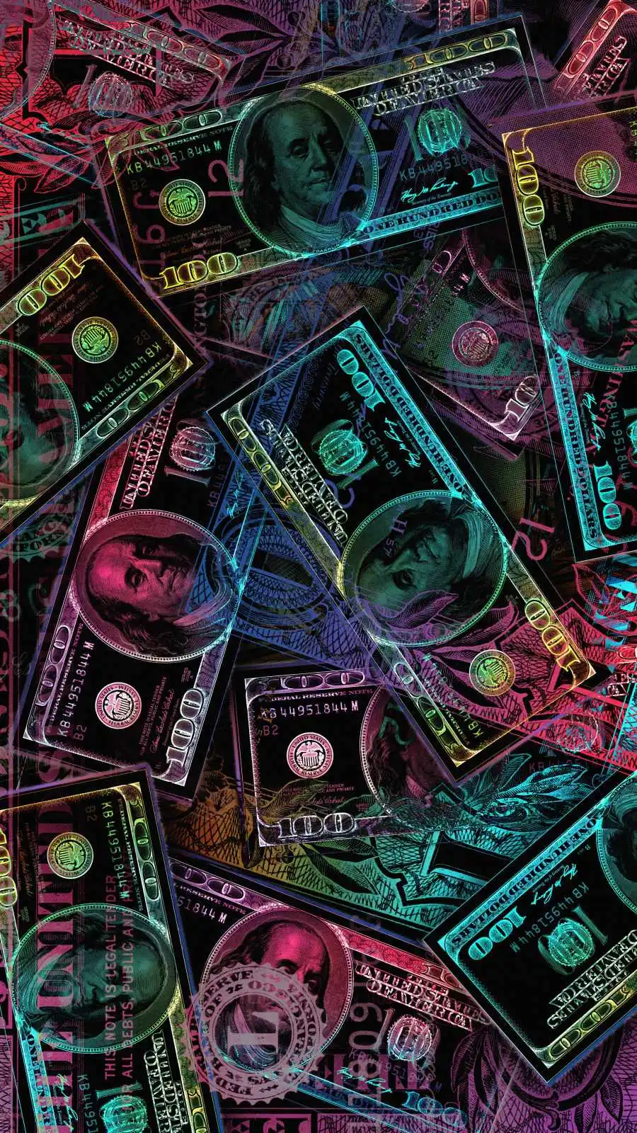 Neon Outline Colorful Creative American Cash Money Dollars